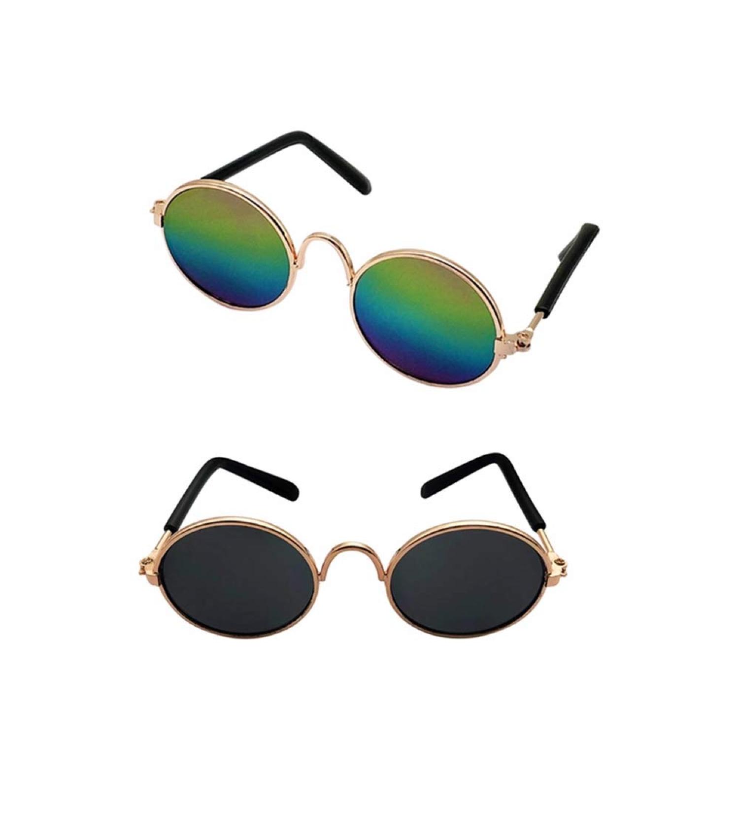 2 Pcs Classic Retro Pet Glasses Pet Sunglasses Pet Eyewear for Dog Cat Cosplay Photos Props - Buy Online on GoSupps.com