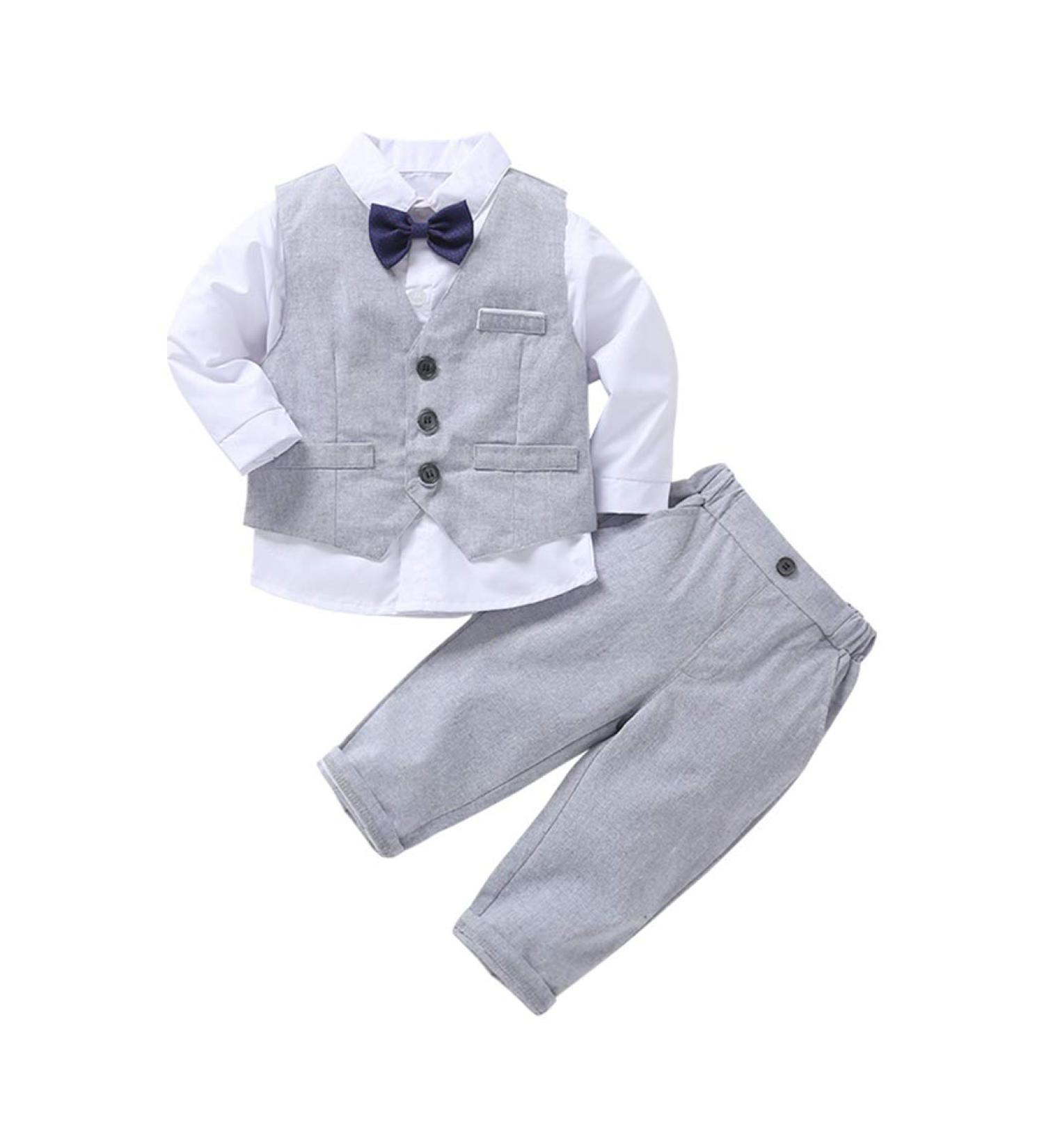 AmzBarley Baby Boys Gentleman Suit | Grey Tuxedo Rompers for Kids | Birthday Party Outfit | 3-4 Years - Buy Online on GoSupps.com