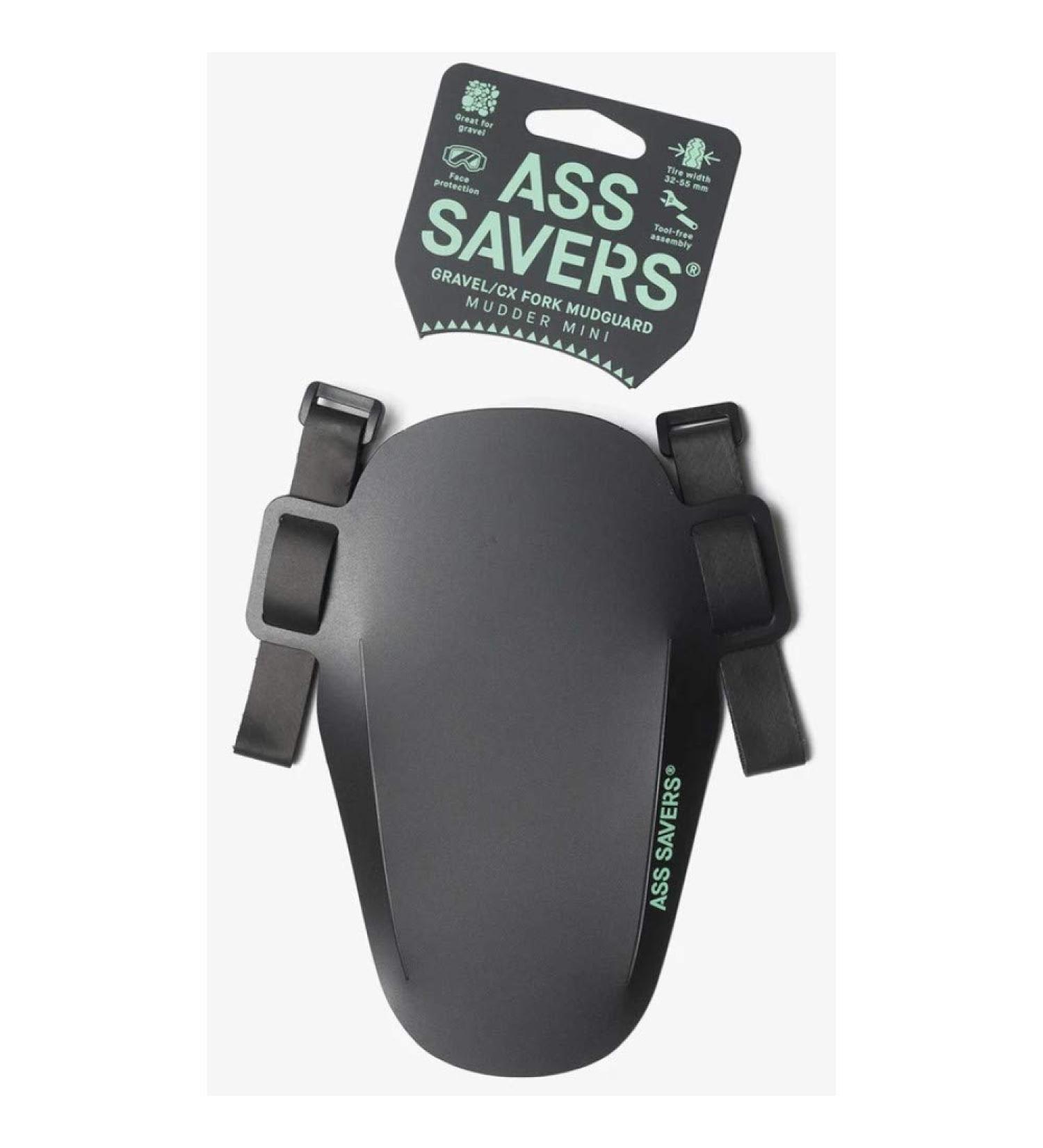 Ass Savers Mudder Mini - Bike Mudguard for Face & Headset Protection | Easy Fit with Anti-Slip Straps | Fits Cross & Gravel Forks 32-55mm | Small & Lightweight Black - Buy Online on GoSupps.com