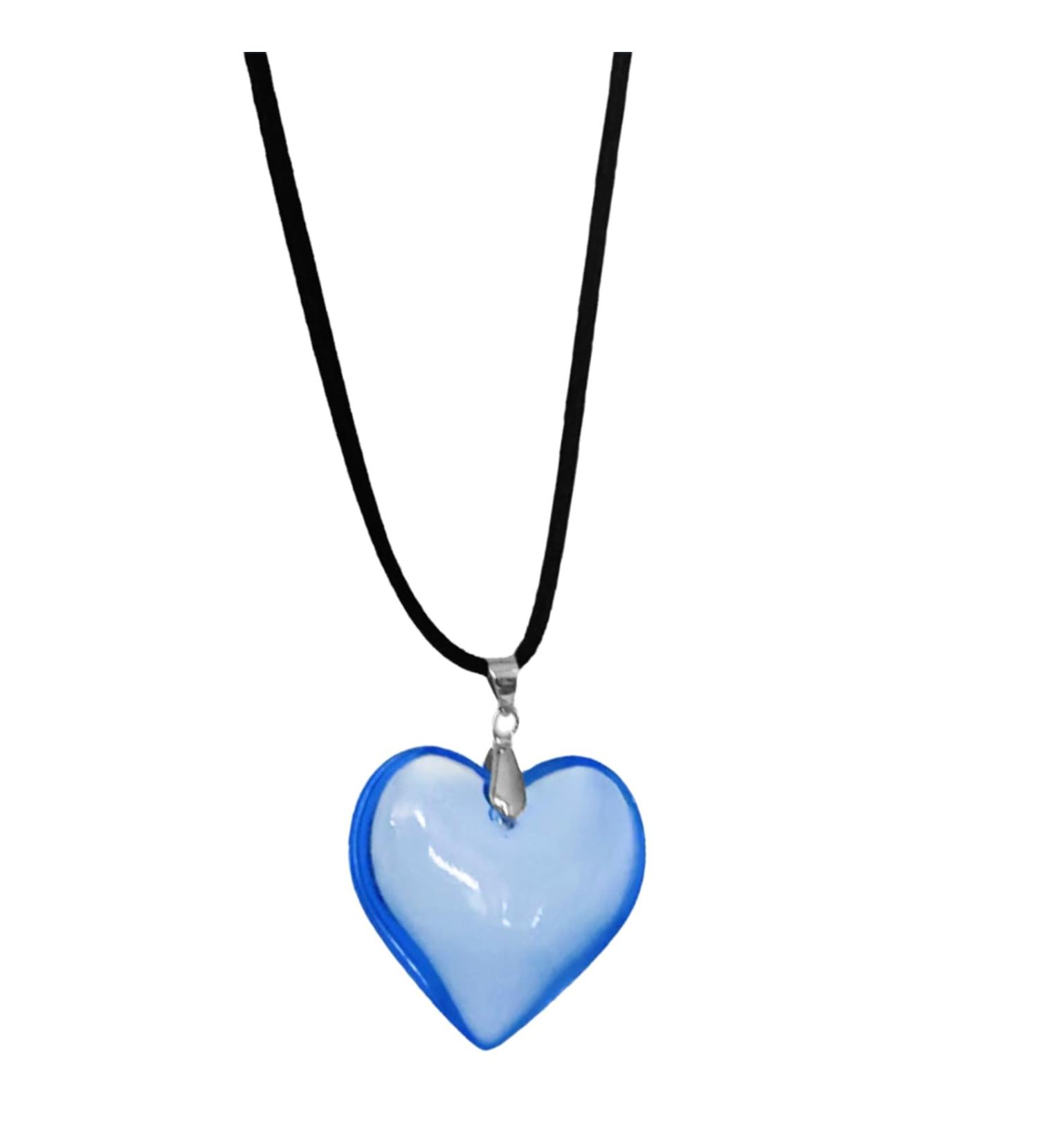 Silay Glass Heart Necklace - Romantic Blue Choker for Women & Teens | Perfect Anniversary Gift - Buy Online on GoSupps.com
