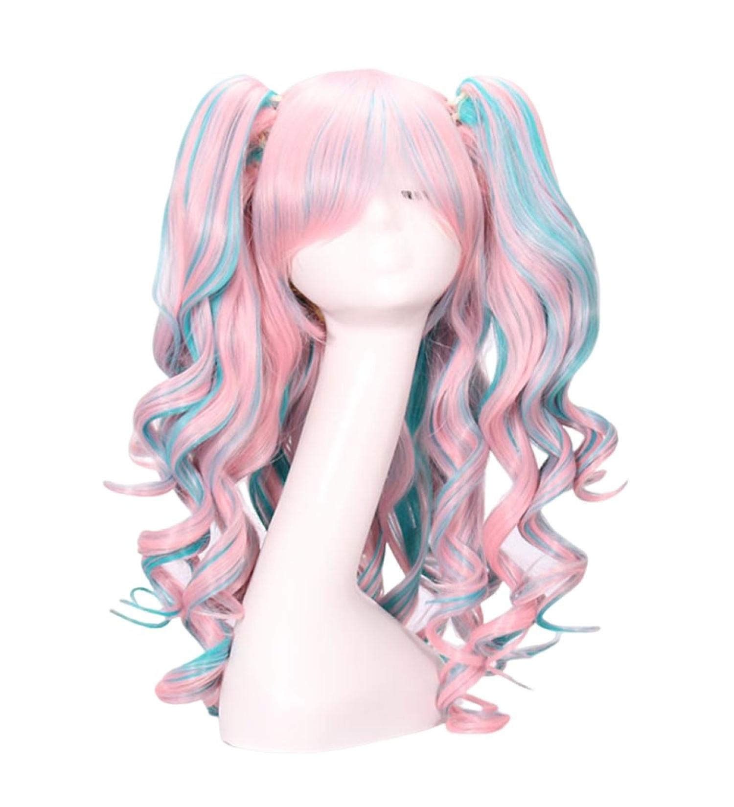 pintoc Cosplay Wig 80cm Anime Clip Color Curly Hair High Temperature Wire Multi-Color European and American Wig Halloween Wig - Buy Online on GoSupps.com
