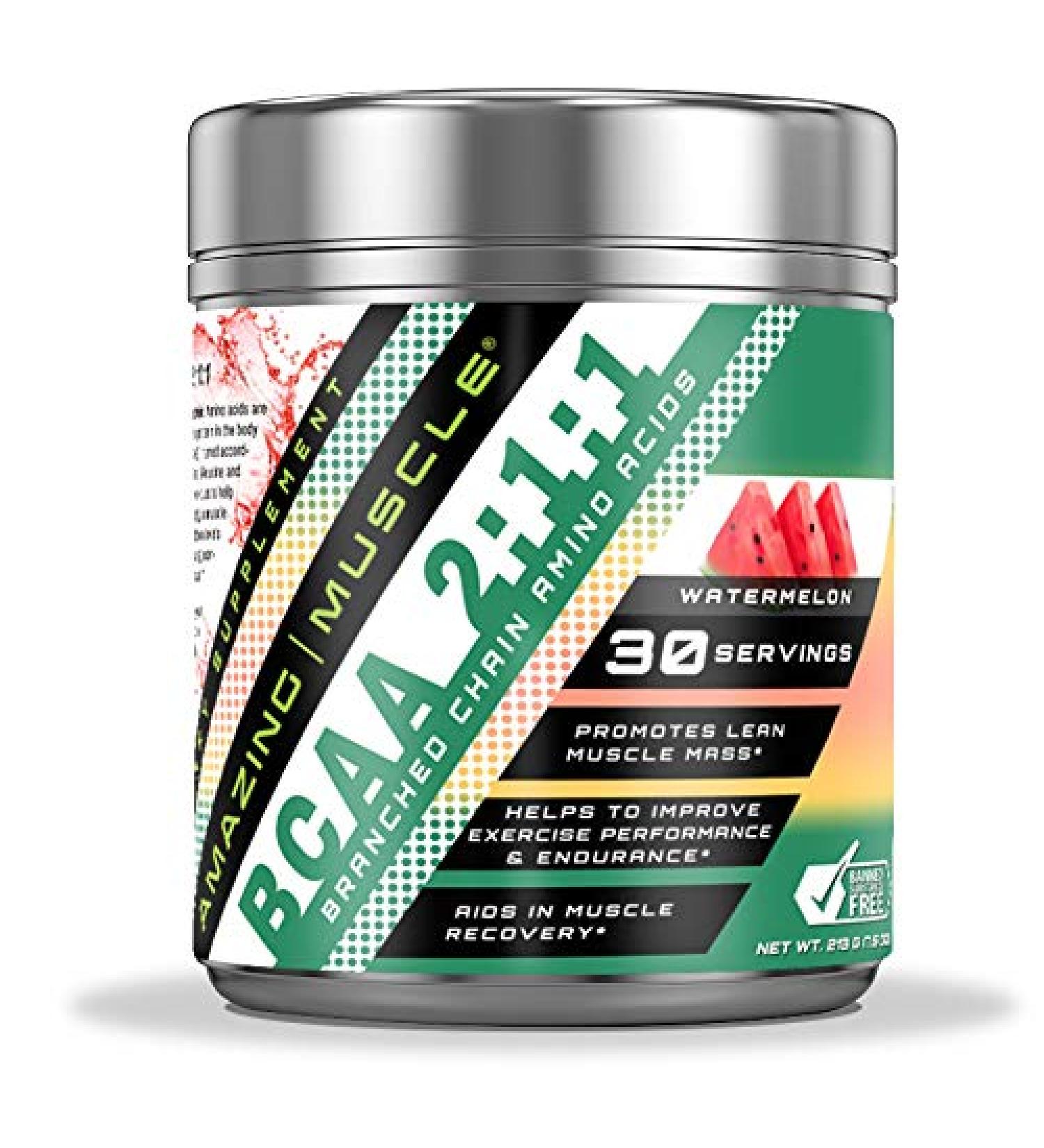 Buy BCAA 2:1:1 Amino Acids Supplement - 6000mg Per Serving 30 Servings Watermelon Flavor - International Shipping Available - Buy Online on GoSupps.com