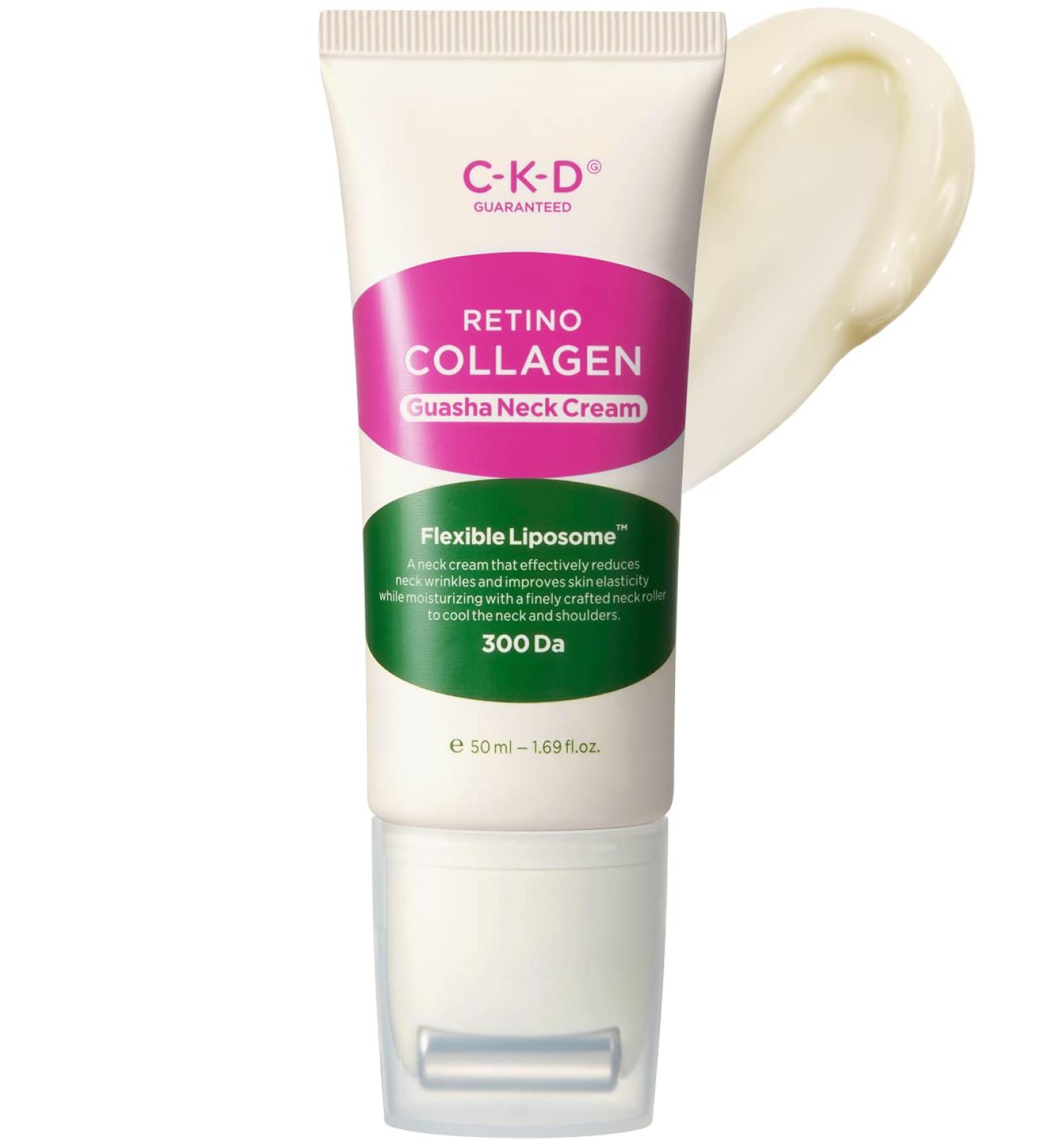 CKD Gua Sha Neck Cream Anti-Aging Retinol Collagen for Firming Sagging Skin | 1.69oz Neck Tightening Treatment with Steel Roller - Buy Online on GoSupps.com