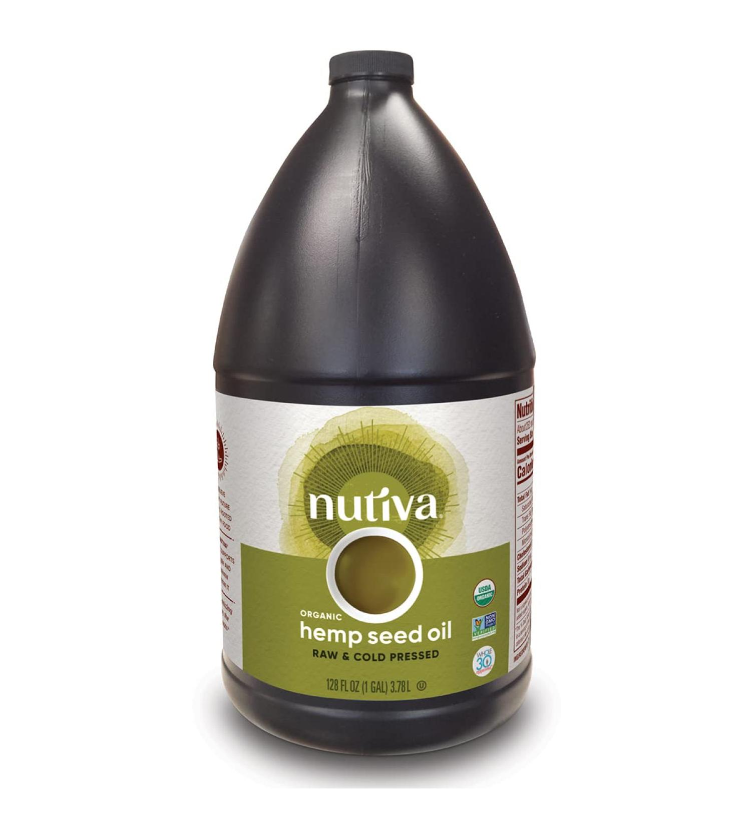 Nutiva Organic Hemp Seed Oil Raw and Cold Pressed Rich in Omega 3 and 6 Fatty Acids  - 128 FL OZ - Buy Online on GoSupps.com