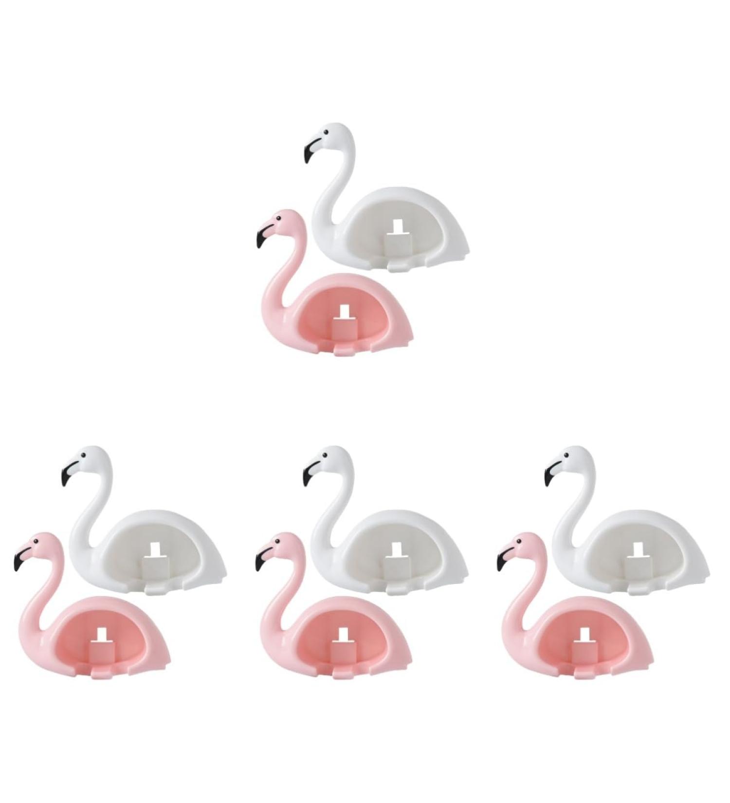 Cabilock 8 STK Flamingo Toothpaste & Toothbrush Holder - Bathroom Wall Organizer & Sterilization Rack | Automatic ABS Bathroom Decor - Buy Online on GoSupps.com
