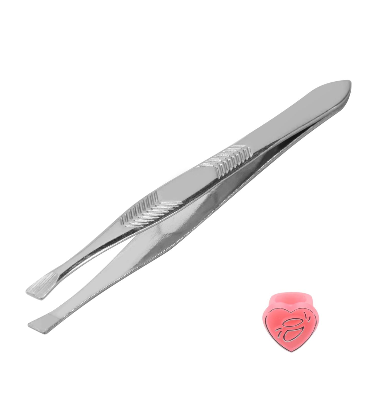 LIGUSTRUM Silver Tone Stainless Steel 3.5 Inch Tweezers for Eyebrows - Buy Online on GoSupps.com