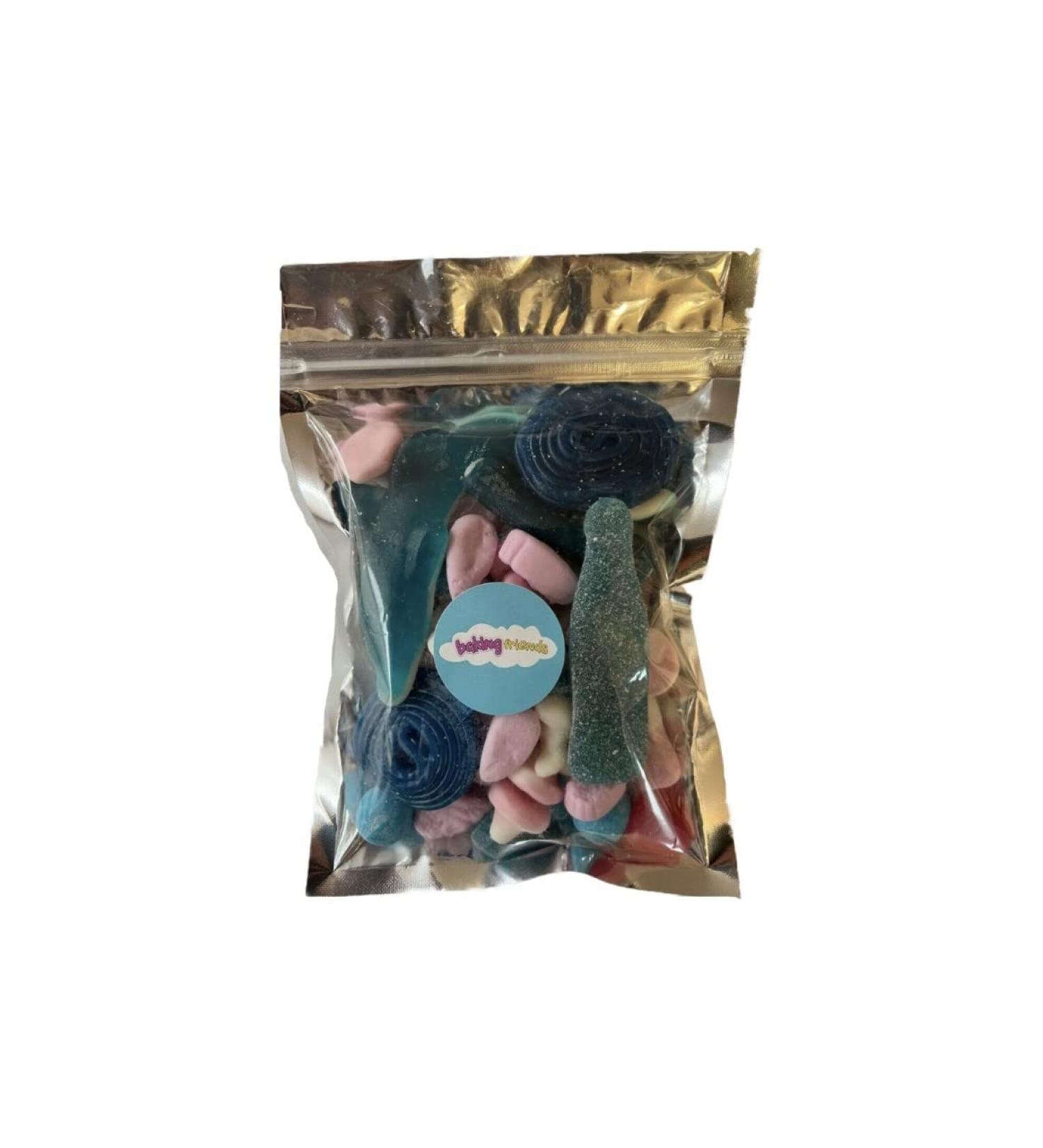 Blue & Pink Retro Sweets Gift Bag Assorted Sweet Pick N Mix Candy Pouch 200g Great Birthday Gift Baby Shower Easter Present - Buy Online on GoSupps.com