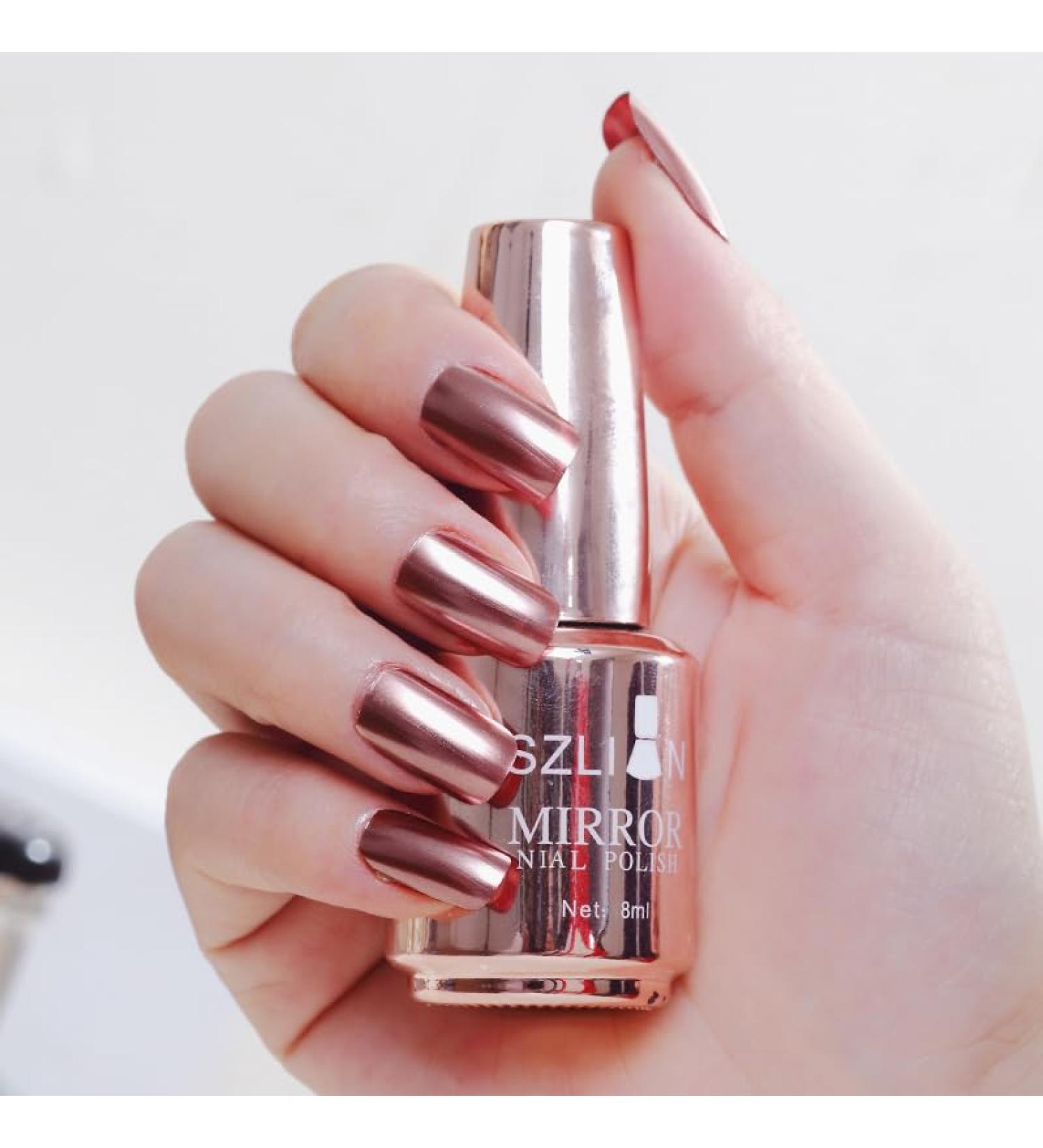 Metal Nail Polish Rose Gold Nail Varnish Quick Drying Rose Gold Metallic Effect Nail Art Polish Mirror Nail Varnish Long Lasting Non-Peelable Magic Mirror Gel Nail Polish No UV Needed - Buy Online on GoSupps.com