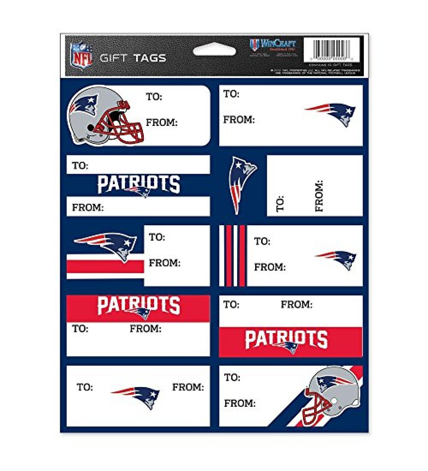 WinCraft NFL New England Patriots Gift Tag Sheet Blue, 8.5" x 11"