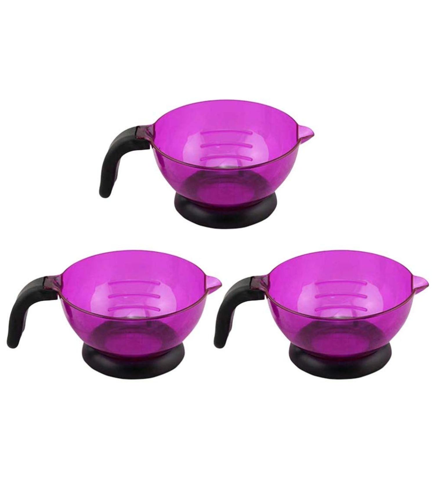 Lurrose 3pcs Hair Color Mixing Bowls with Suction Cup - Purple Hair Dye Mixing for Home Salon - Buy Online on GoSupps.com