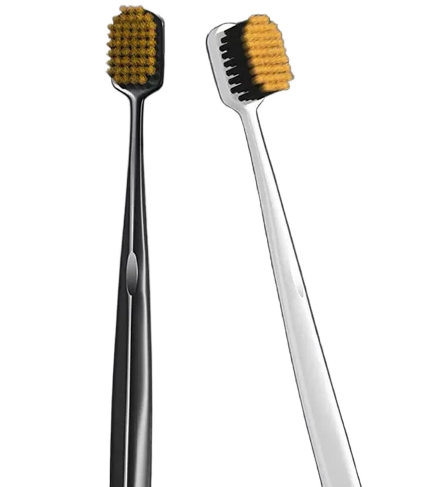 Toothbrush Wide Soft Environmentally Friendly Portable Toothbrush Oral Hygiene Care (Color: Black and White) Black / White