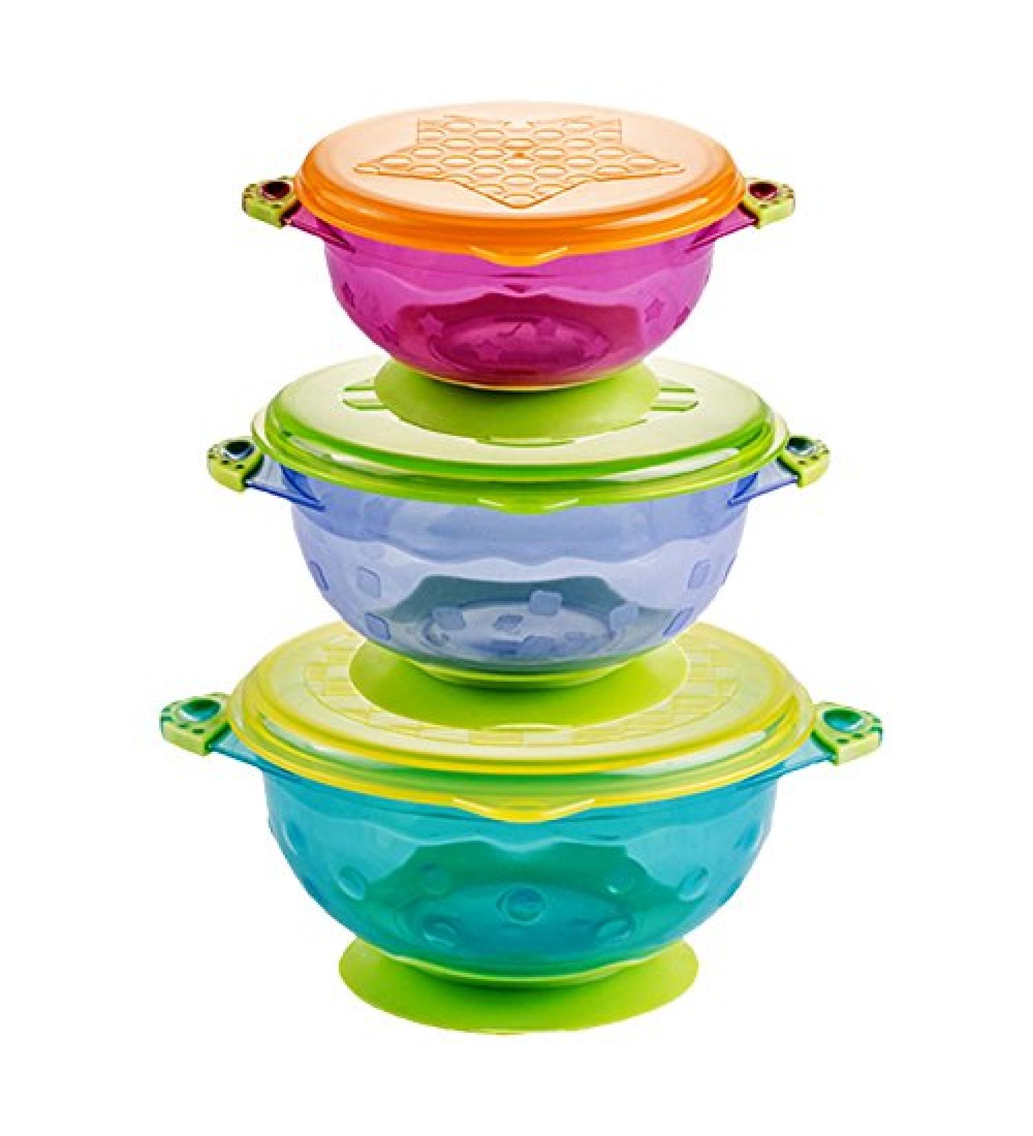 Xrten Set of 3 Baby Suction Cup Bowls with Lid | Non-Slip Bowls for Babies & Toddlers | Perfect for International Shipping - Buy Online on GoSupps.com