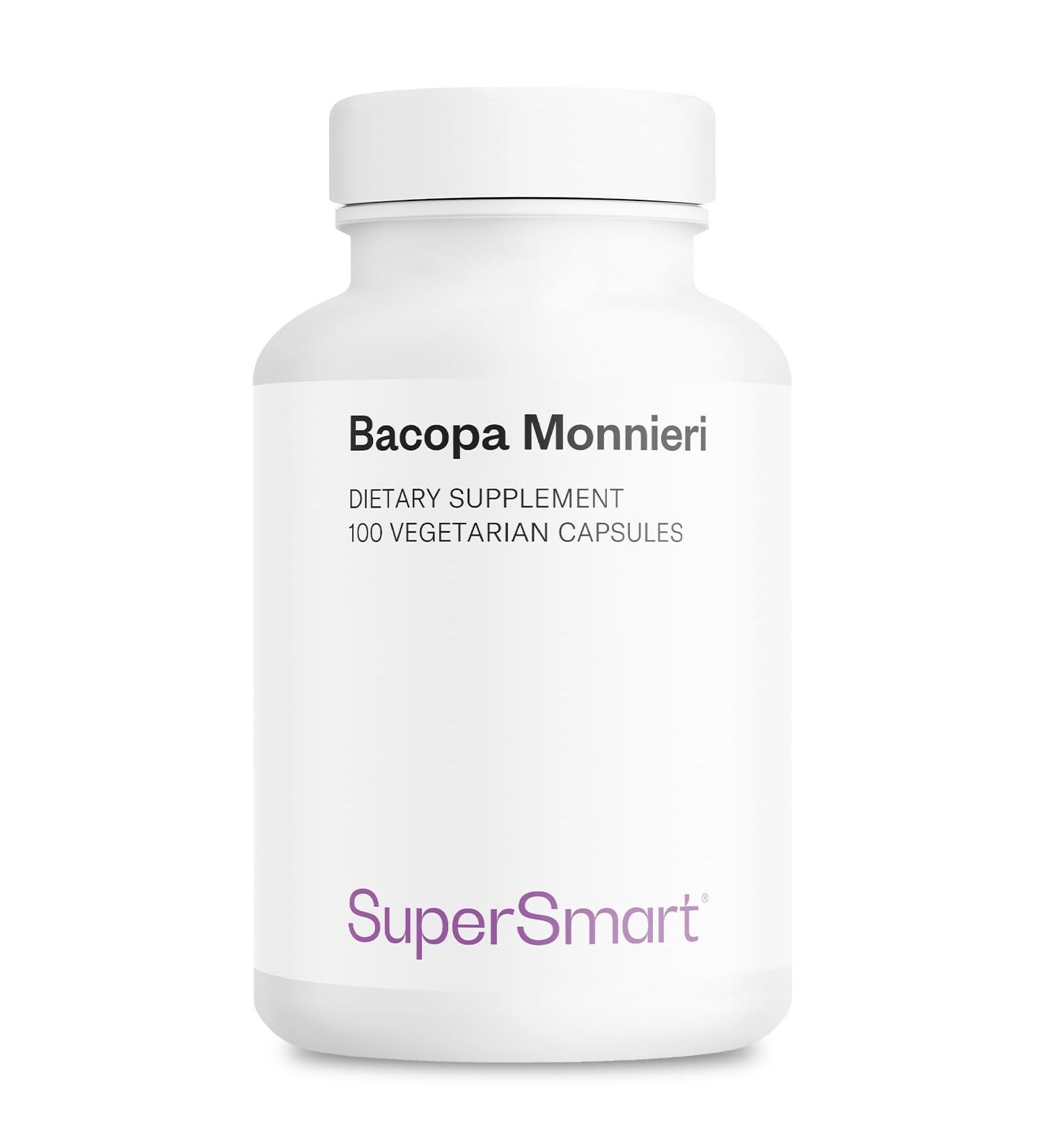Supersmart Bacopa Monnieri 1500mg per Day (High Bioavailability) - Bacopa Extract - Active Bacosides Nootropic Supplement | Non-GMO & Gluten Free - 100 Vegetarian Capsules - Buy Online on GoSupps.com