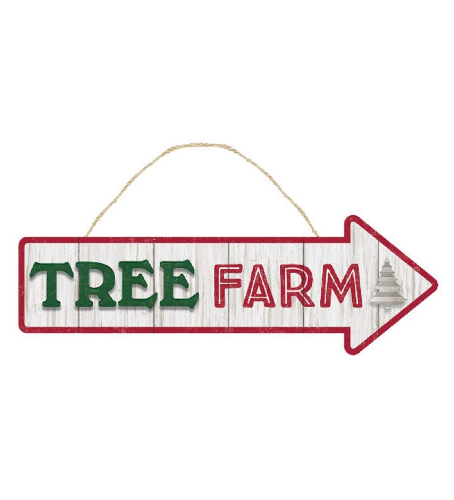 "Tree Farm" Directional Sign | Christmas Hanging Decoration | 1 Pc