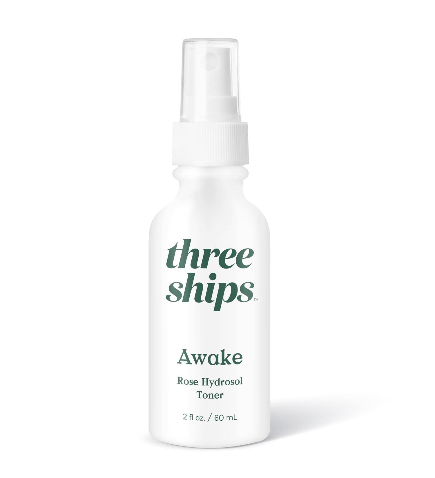 Three Ships Awake Rose Hydrosol Toner | Vegan Facial Tonic for Dry/Normal Skin | Calming & Soothing | 60mL - As Seen on Dragon's Den - Buy Online on GoSupps.com