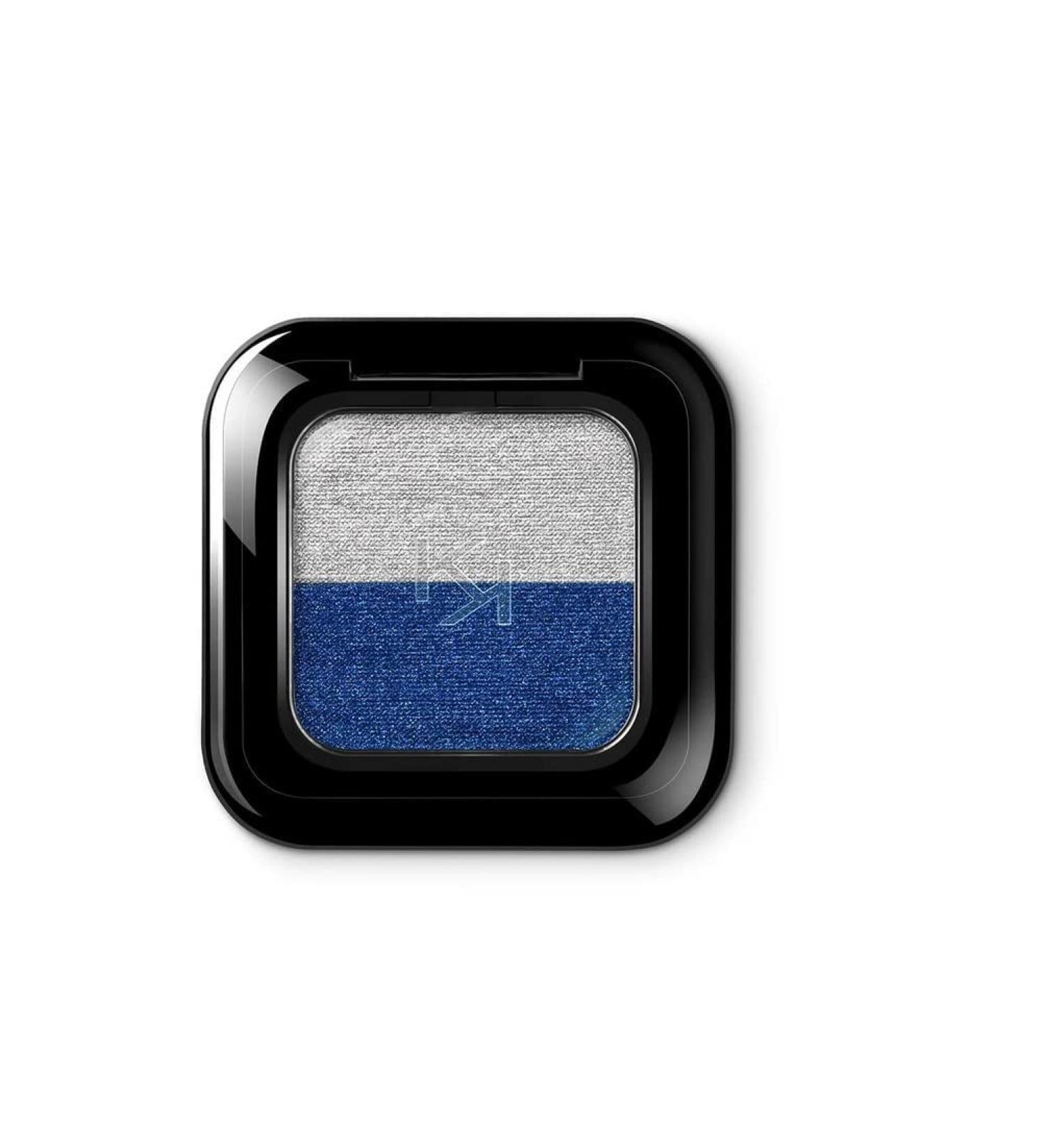 KIKO Milano Bright Duo Eyeshadow 17 | Duo eyeshadow with generous and intense colour payoff 17 Silver / Eletric Blue