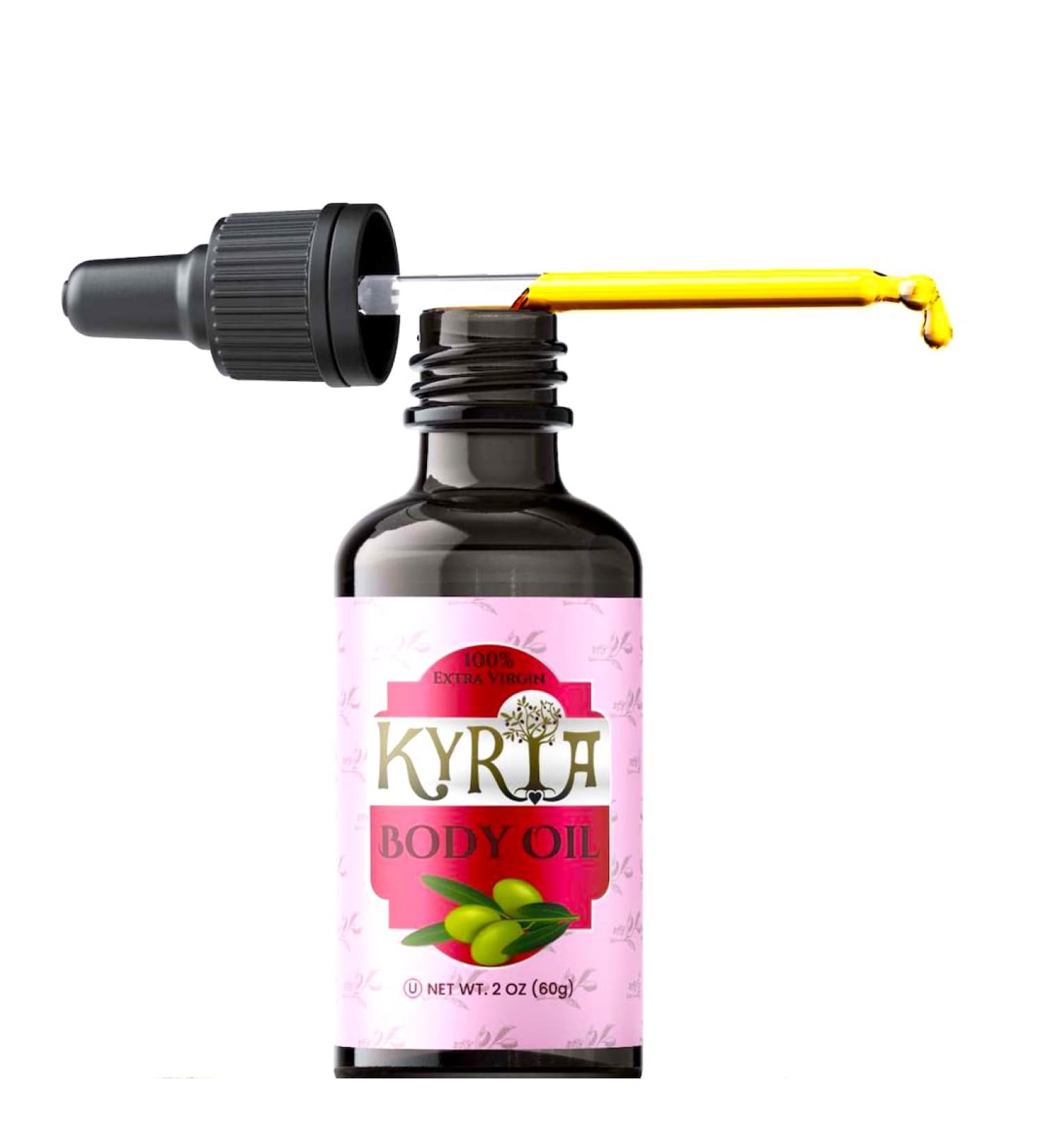 Kyria Greek Extra Virgin Olive Oil for Skin Care - 100% Pure Cold Pressed Body & Face Moisturizer - Vitamin E & Active Skin Repair - 2 FL OZ - Buy Online on GoSupps.com