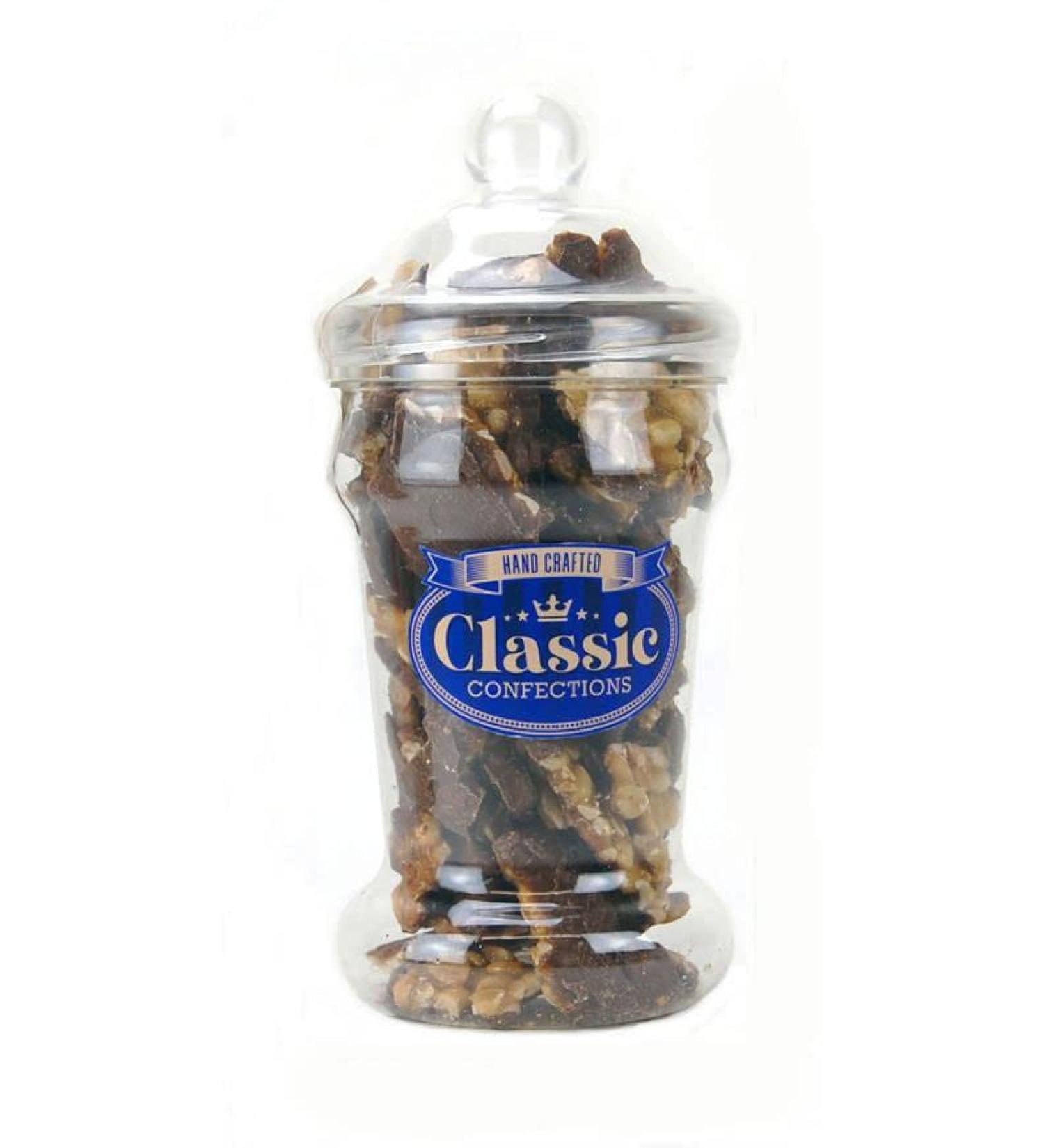 Bysel 660g Milk Chocolate Dipped Peanut Brittle in a Victorian Style Jar