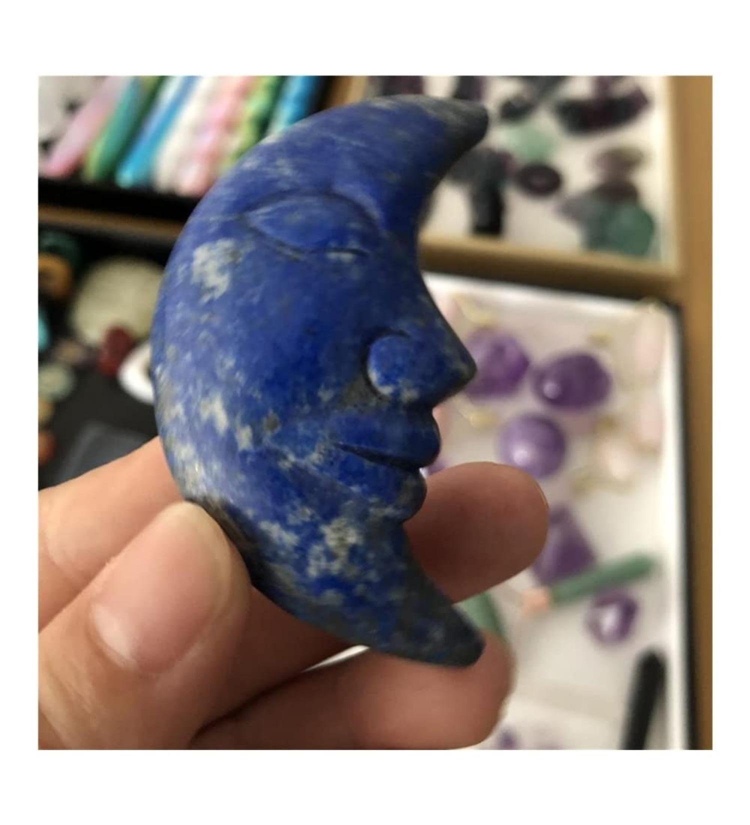 Natural Stones Natural Crystal 1pc Natural Lapis Lazuli Stone Carving Moon face for Decoration Power Stone Crystal Natural Stones JZIGTDEM - Buy Online on GoSupps.com