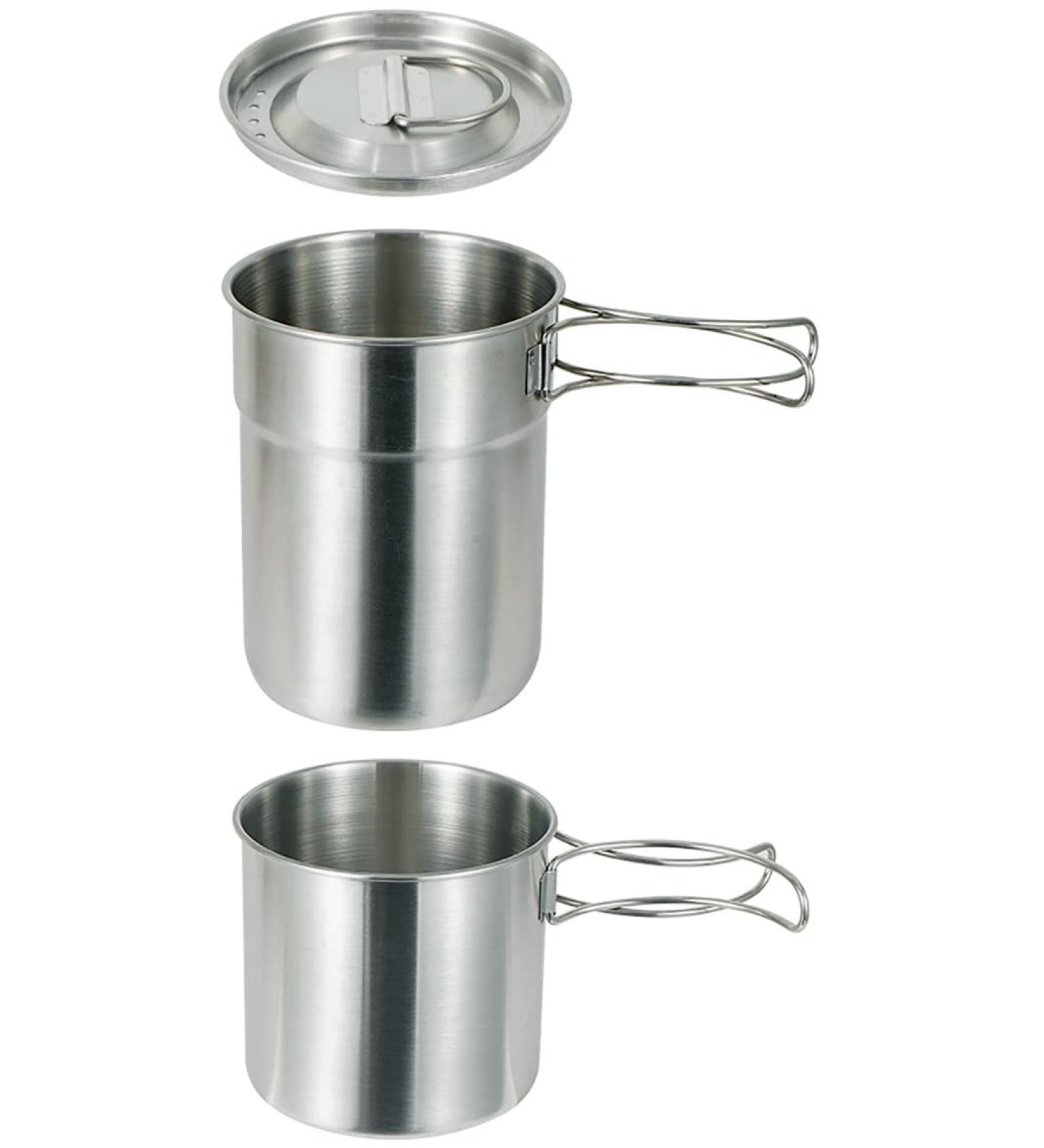 DZRZVD Camping Cups and Mugs Pot Set - 304 Food Grade Stainless Steel - Outdoor Cookware with Vented Lid - 33oz + 24oz - for Backpacking, Picnic, Hiking - Buy Online on GoSupps.com