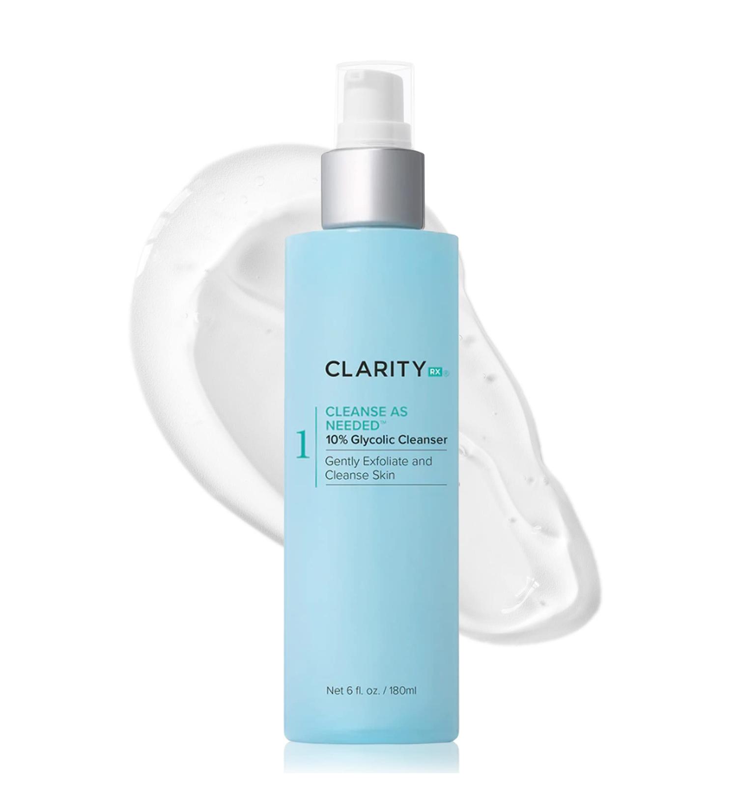 ClarityRx 10% Glycolic Acid Facial Cleanser - Plant Based Exfoliating Face Wash | 6 oz - Buy Online on GoSupps.com