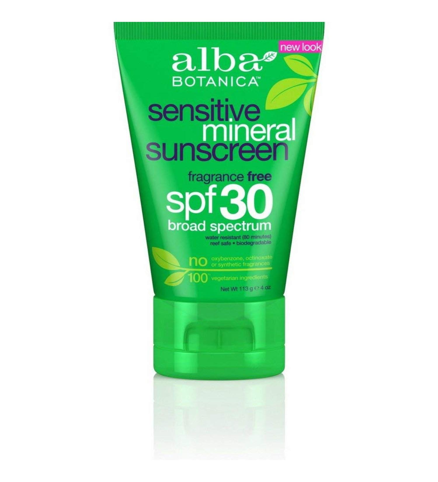Alba Botanica Sensitive Mineral Sunscreen Fragrance Free SPF 30 4 oz (Pack Of 2)