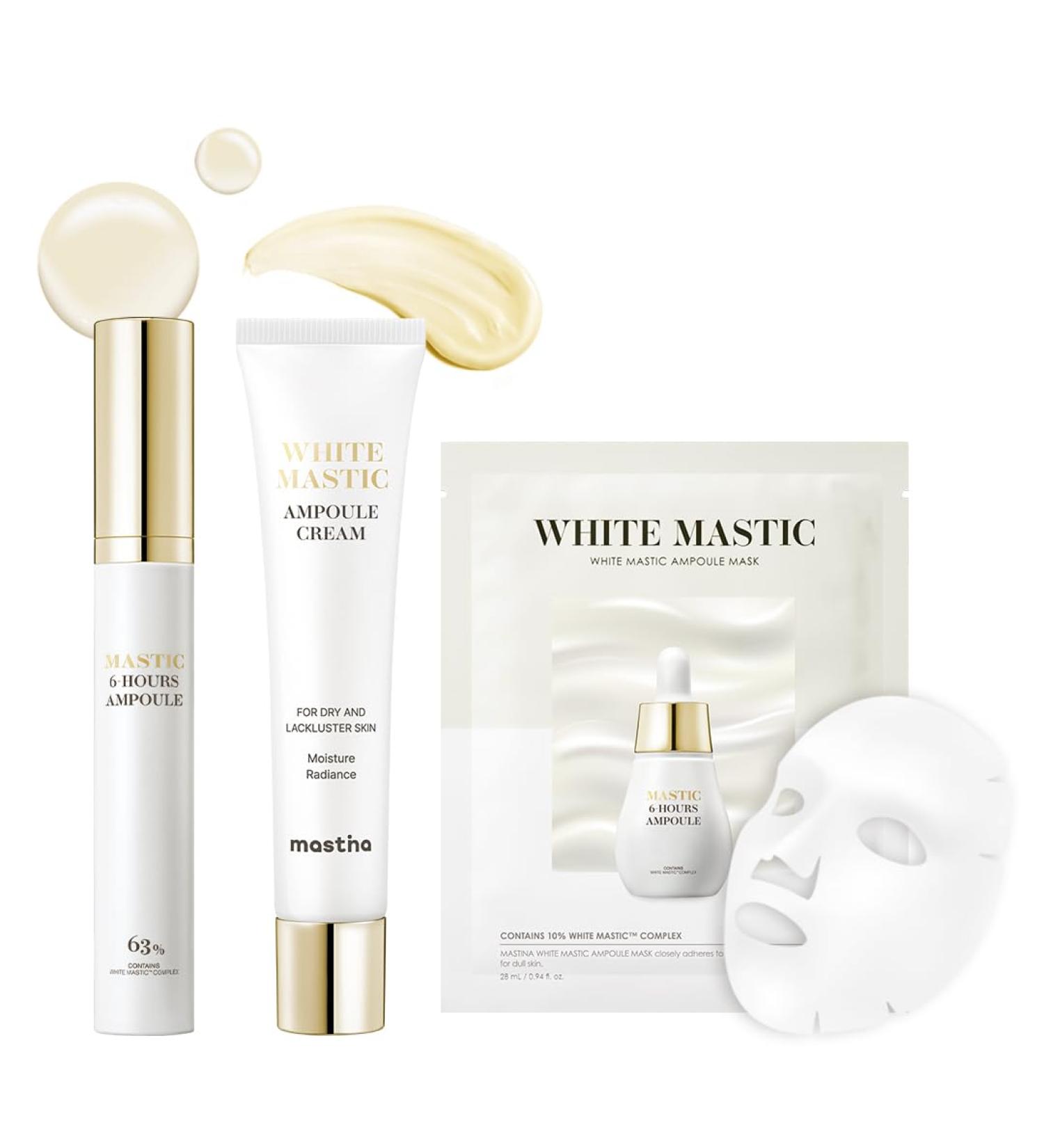 MASTINA White Mastic Essential Kit | Korean Skin Care Set for Dark Spots & Hyperpigmentation | Vegan Collagen & Beta-Glucan | International Shipping - Buy Online on GoSupps.com