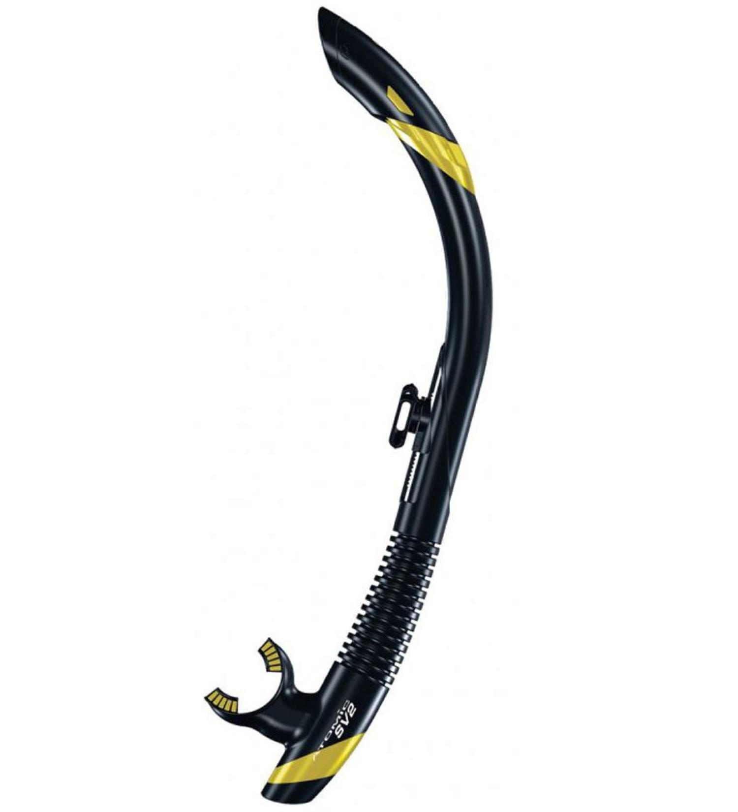 Atomic SV2 Semi Dry Snorkel - Black/Yellow | Top Quality Snorkeling Gear - Buy Online on GoSupps.com