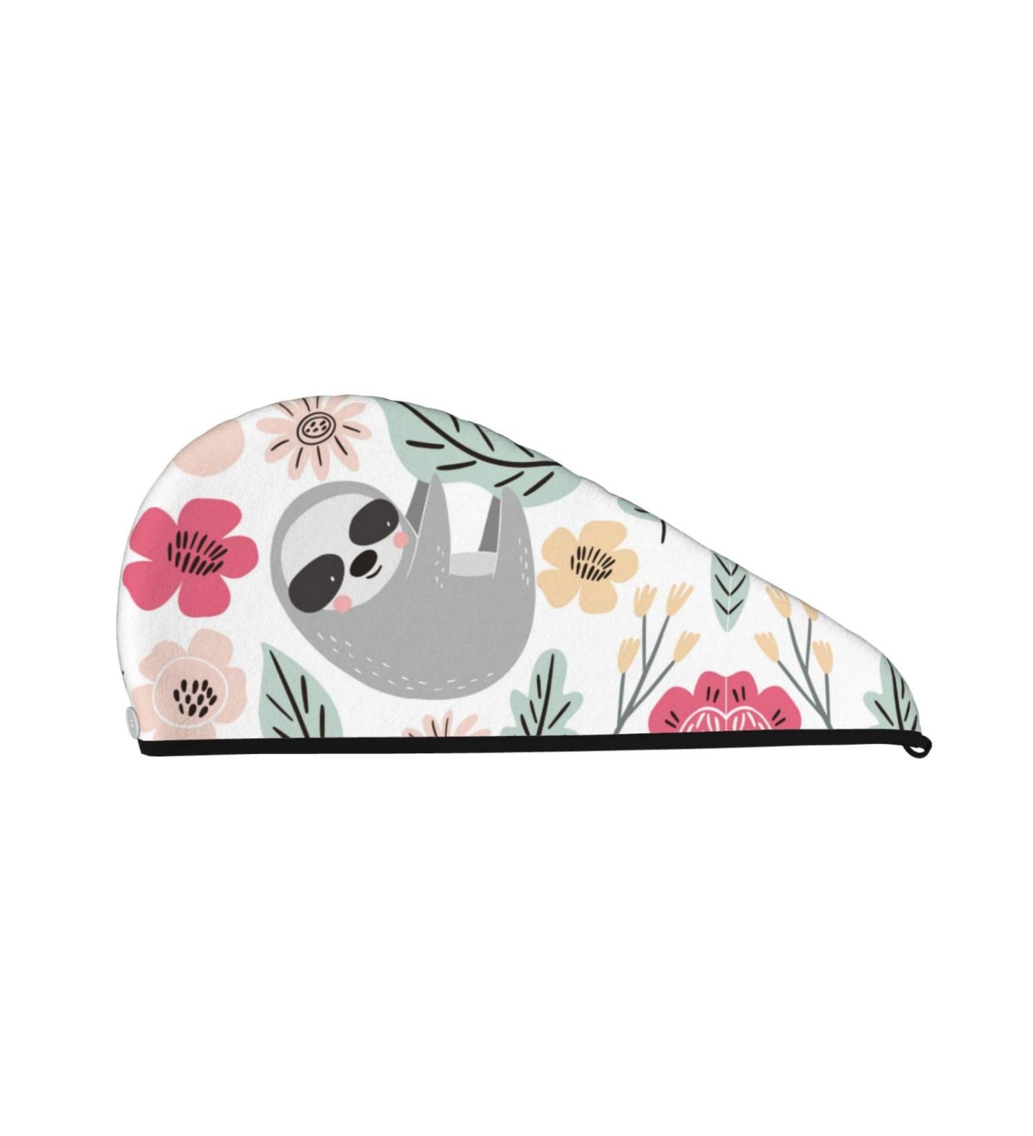 Soft Super Absorbent Cartoon Sloth Hair Towel Wrap - Quick Dry Coral Velvet for Long & Curly Hair - Buy Online on GoSupps.com