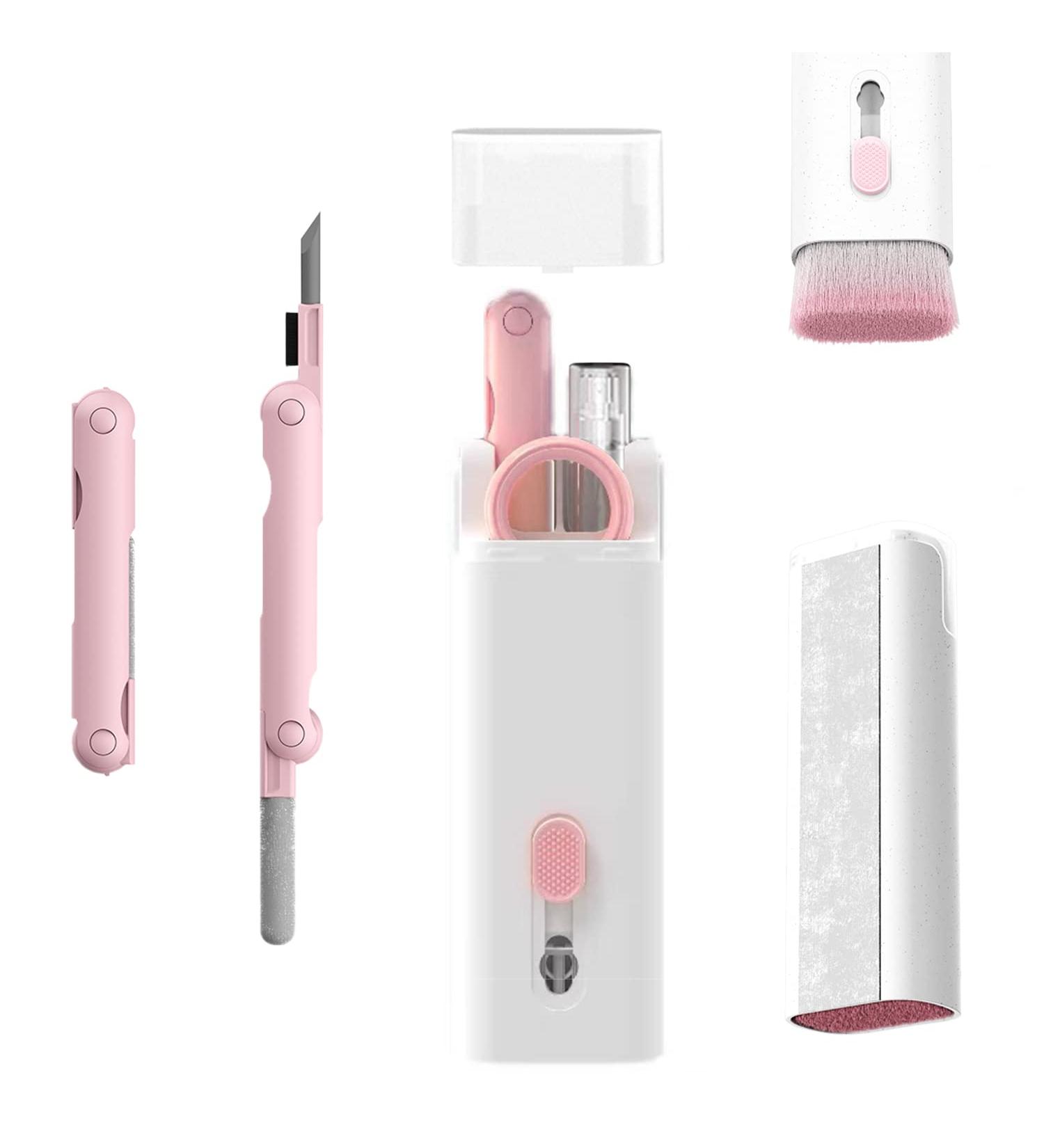 Laptop Cleaner 7 in 1 Keyboard Set and Earphone Cleaning Kit - Dust Brush, Airpod Cleaner Pen, Key Puller - White/Pink - Buy Online on GoSupps.com