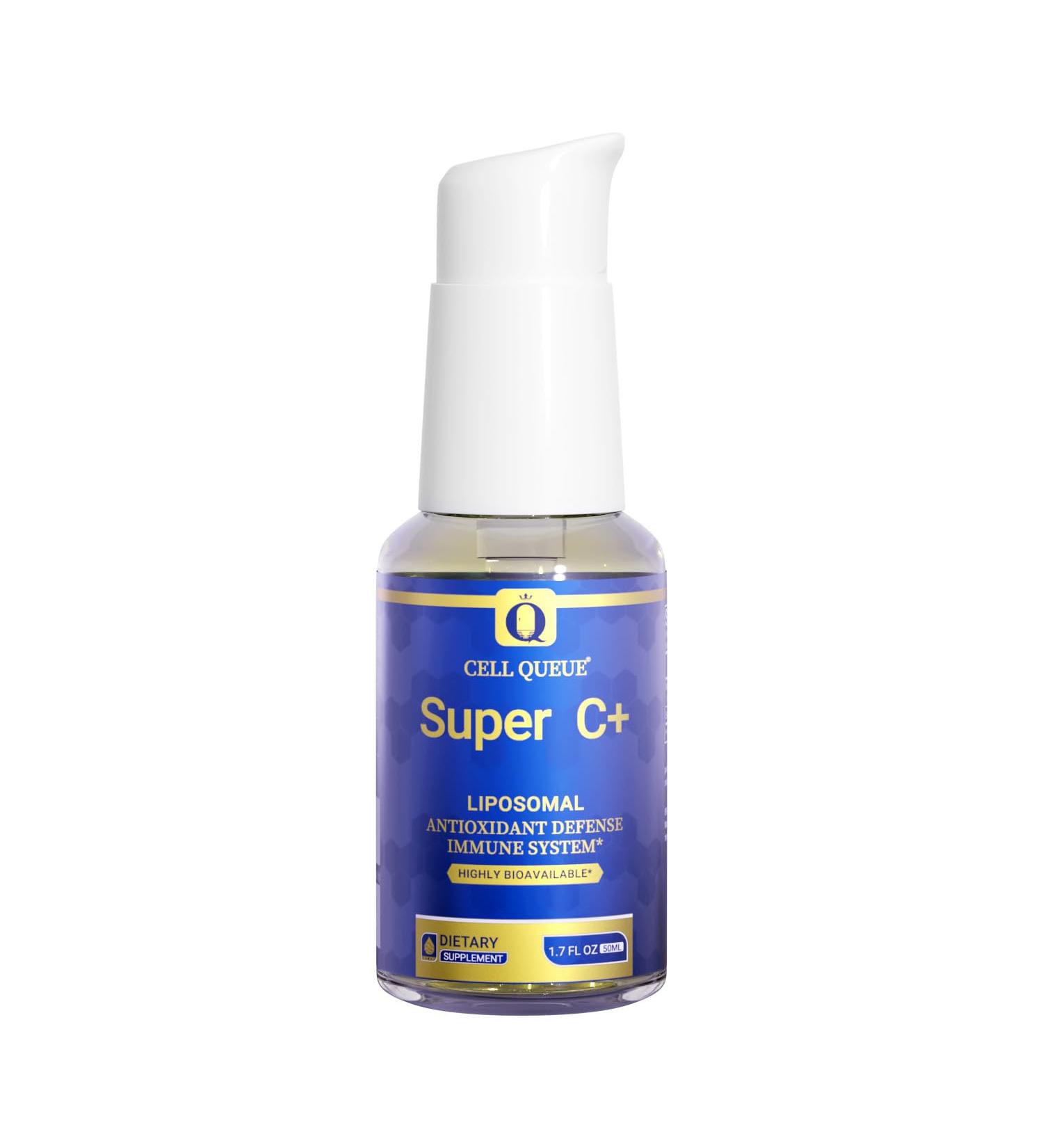 Cellqueue Liposomal Vitamin C 500mg Liquid Vitamin C Supplement Immune + Antioxidant Support Collagen Production Easy to Swallow Super C+ Fast Absorption Vegan + Non-GMO 1.7 fl oz - Buy Online on GoSupps.com