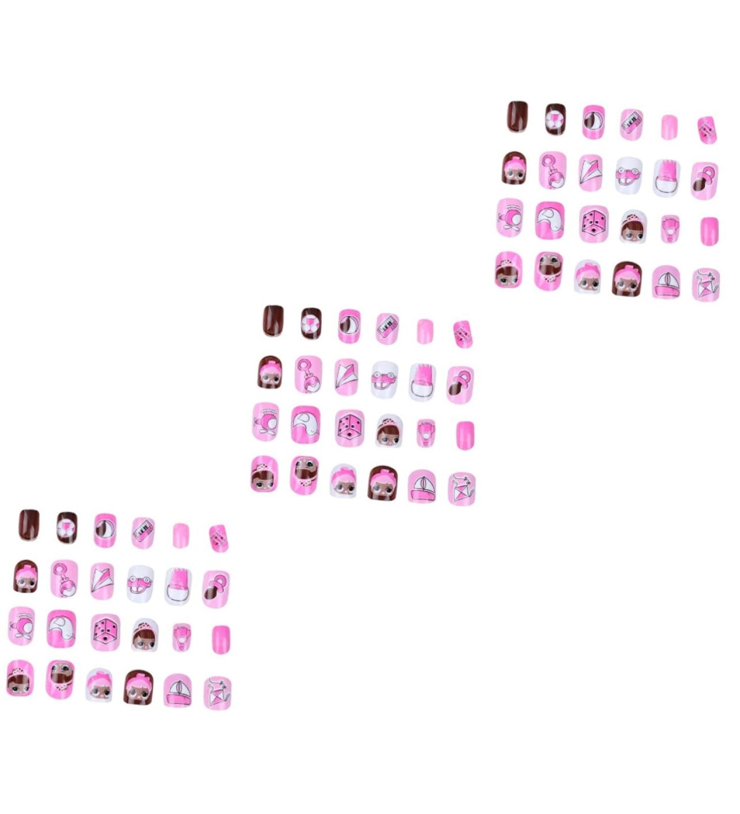 minkissy Children Fake Nail 3 Sets Cartoon Nail Art Sticker Kids Art Fake Nail Nail Stickers Kids False Nail Colorful Finished Nail Art Child Colorful Kids Nail Stickers - Buy Online on GoSupps.com