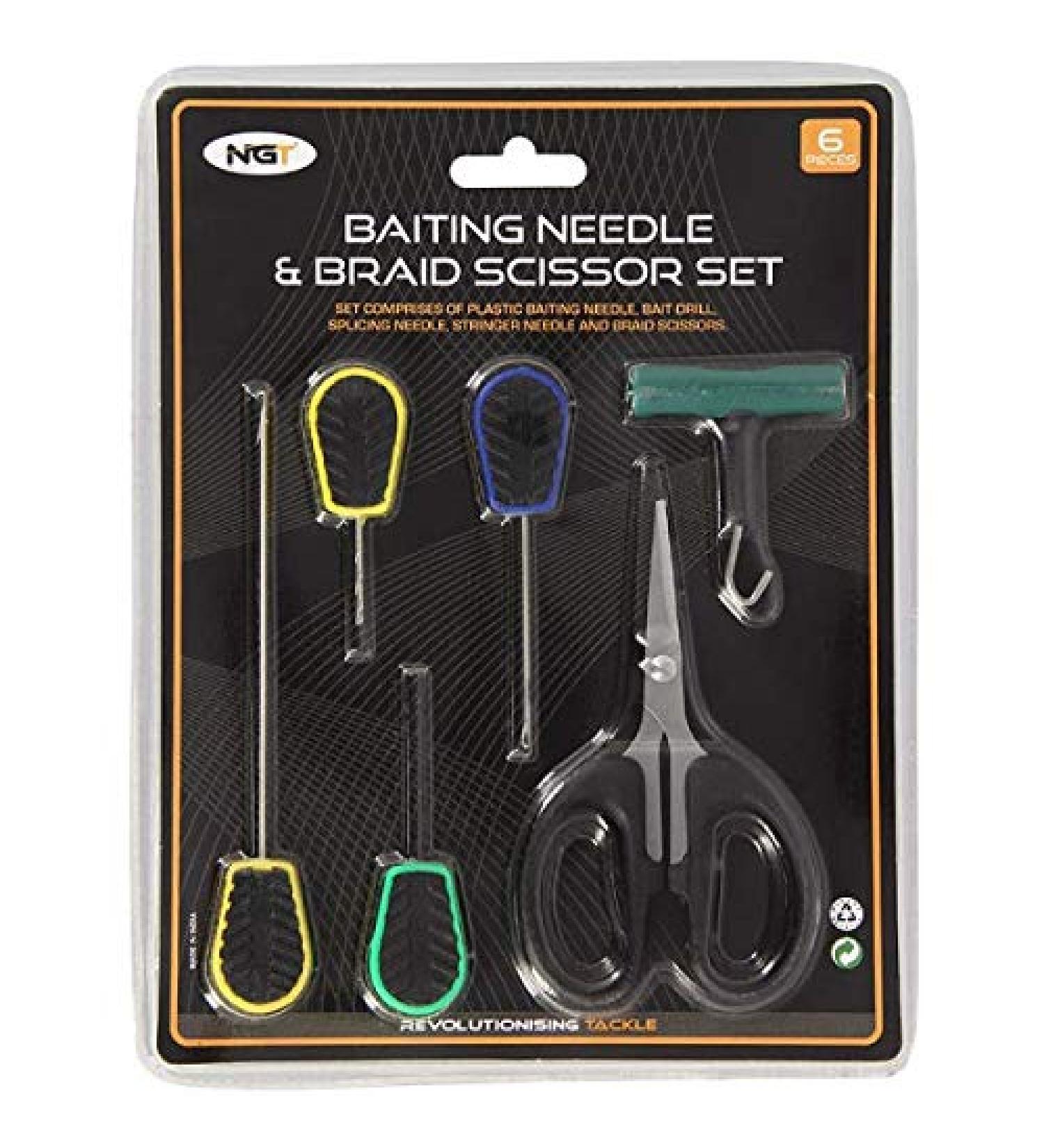 NGT Fishing Accessories 6-piece tool set braid scissors & bait tool plus knot puller