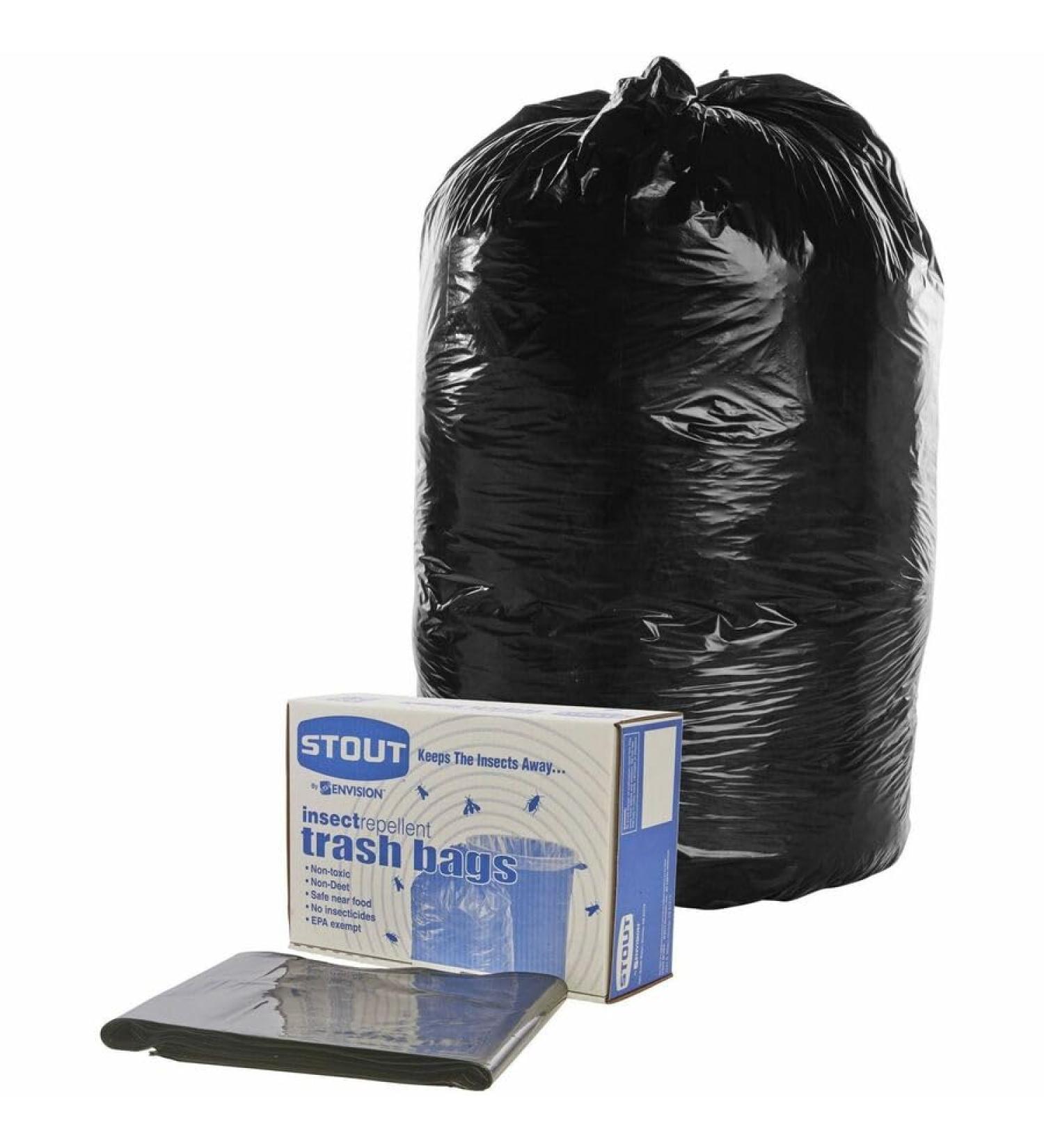 Stout Insect Repellent Trash Bag Black 65 per Carton - Buy Online on GoSupps.com