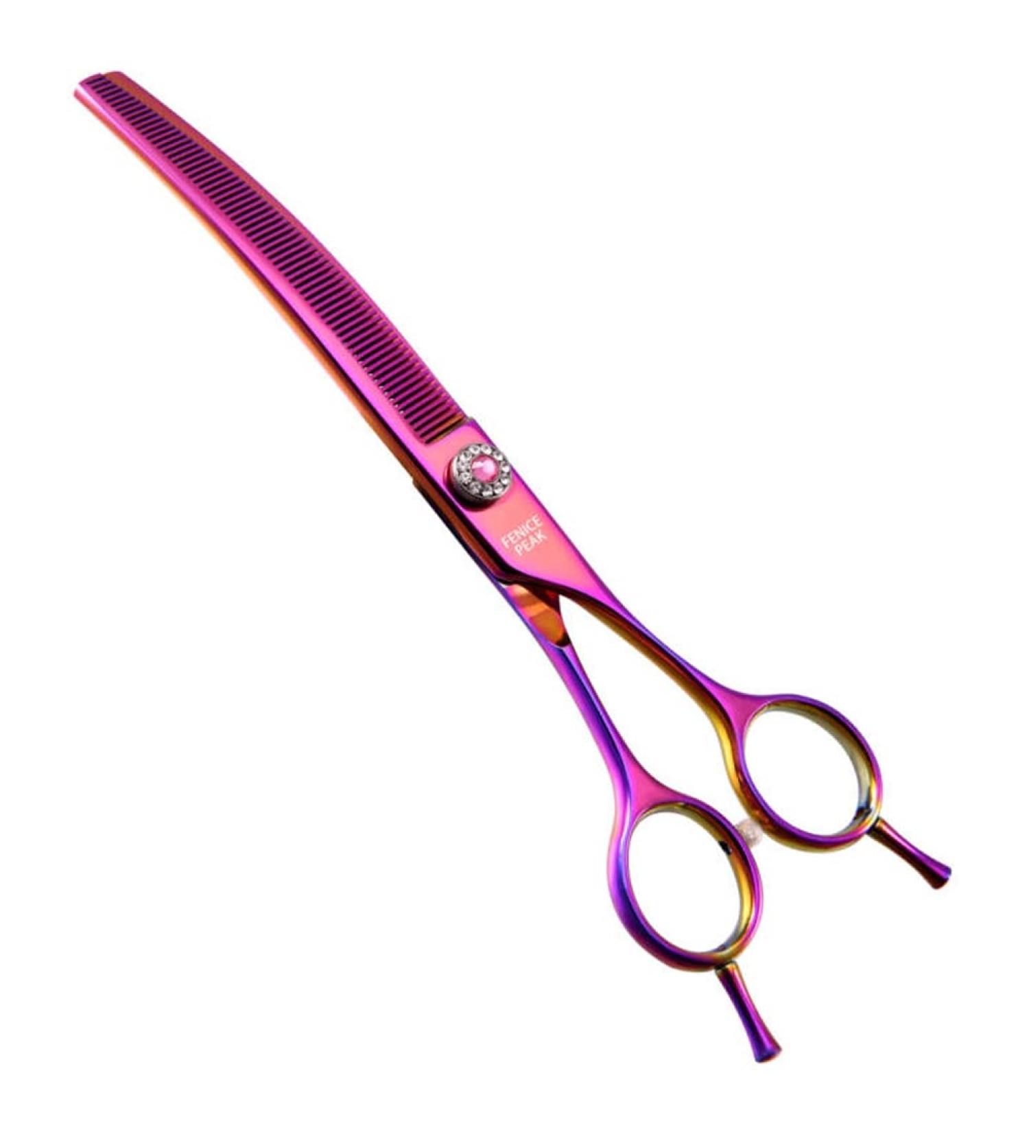 Fenice Peak 7.0'' Curved Thinning Shears | Professional Dog Grooming Scissors with 440C Steel Blades | Sharp & Durable for Dogs and Cats - Buy Online on GoSupps.com