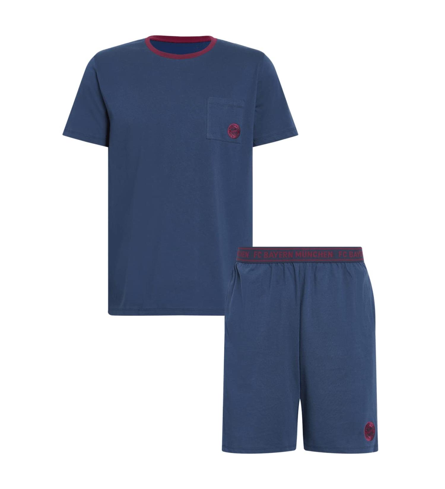 FC Bayern Munich Mens Navy Shorty Pajamas - Official FCB Sleepwear for Fans | International Shipping - Buy Online on GoSupps.com