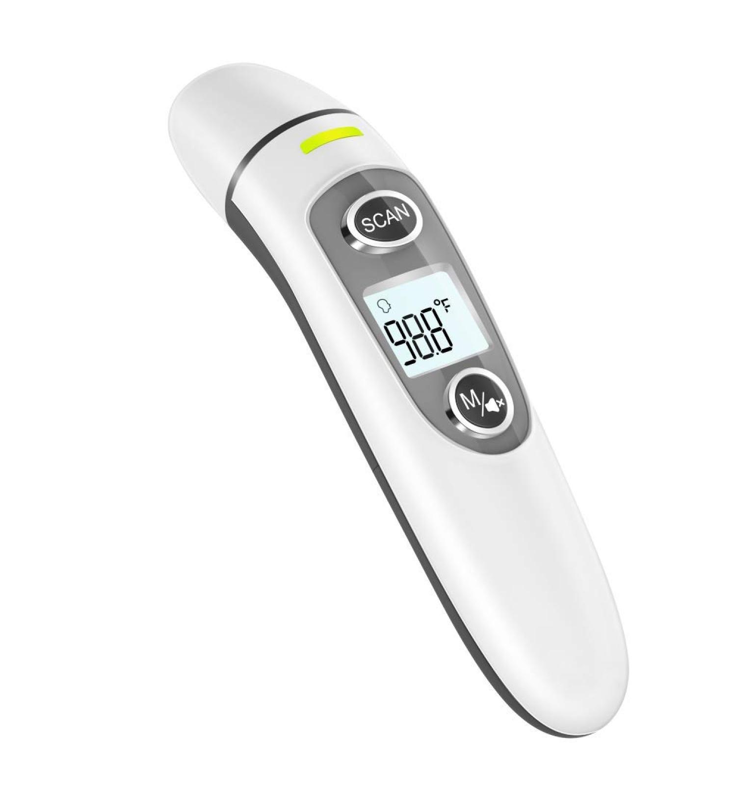 Touchless Digital Infrared Thermometer for Adults and Kids - LCD Screen, Memory Recall, Fever Alarm - White - Buy Online on GoSupps.com