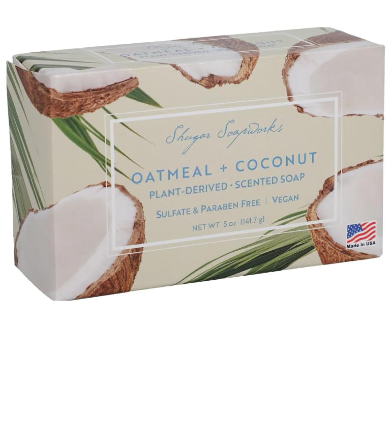 Shugar Soapworks Venezia Oatmeal & Coconut Soap. Plant Based Vegan Natural No Dyes Sulfate & Paraben Free