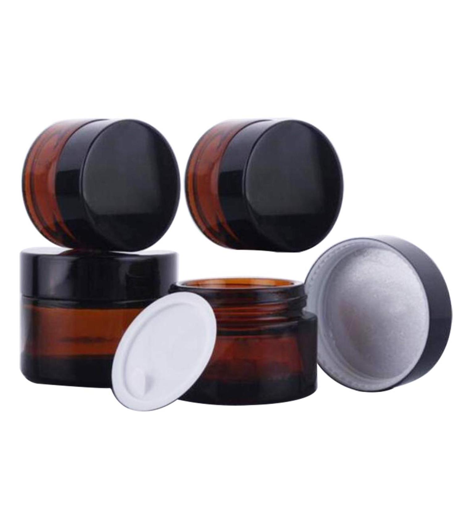 Kingyh 4-Piece Amber Glass Bottles - 20ml & 30ml Fillable Containers for Cosmetics & Essential Oils - Buy Online on GoSupps.com