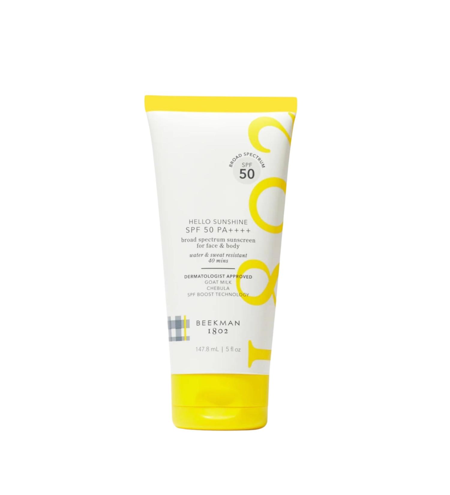 Beekman 1802 Hello Sunshine SPF 50 Sunscreen - Face & Body Protection Reduces Fine Lines Sensitive Skin Cruelty Free Reef Safe - 5.0 fl. oz - Buy Online on GoSupps.com