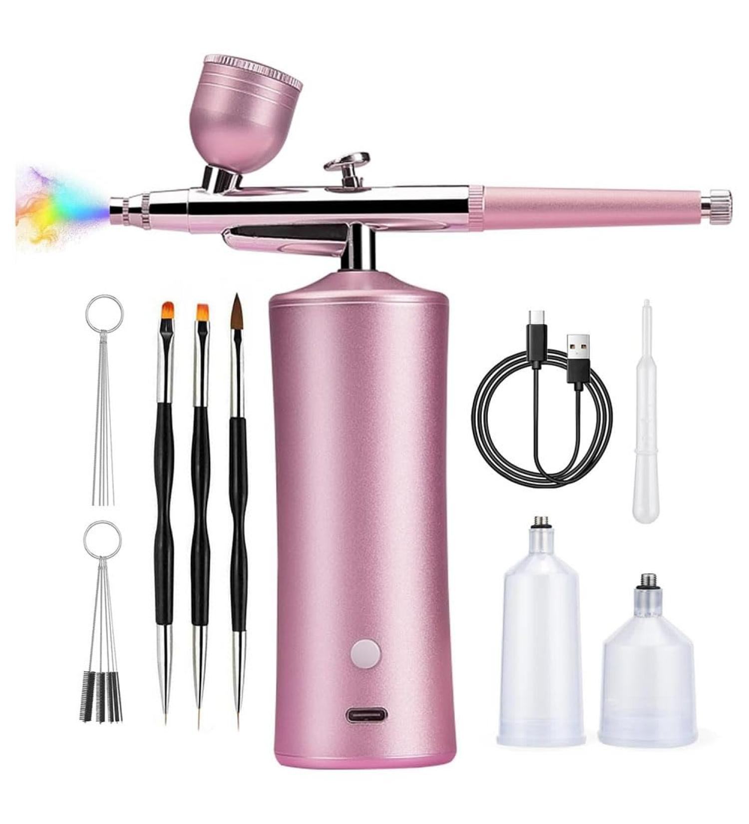 xorea Airbrush Kit with Compressor 20-30PSI Airbrush with 0.3mm Nozzle for Painting Tattoo Nail Art Model Coloring Easy Install Pink - Buy Online on GoSupps.com