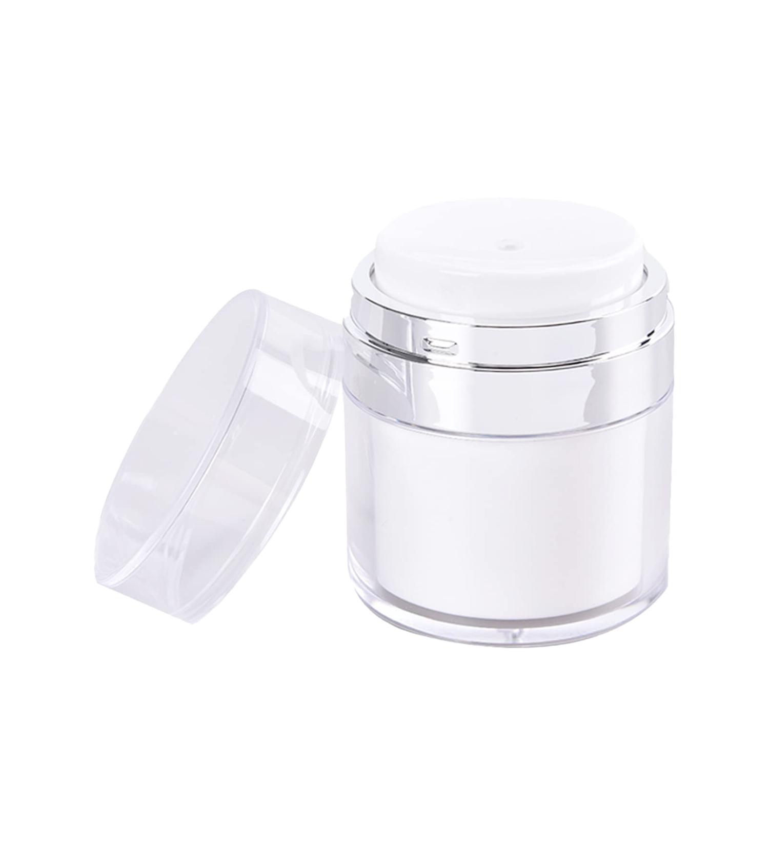 Qeuly 1 oz Cream Jar Vacuum Bottle - Leak Proof Travel Container for Lotions and Creams - Airless Pump - Refillable Acrylic Cosmetic Jar - Buy Online on GoSupps.com