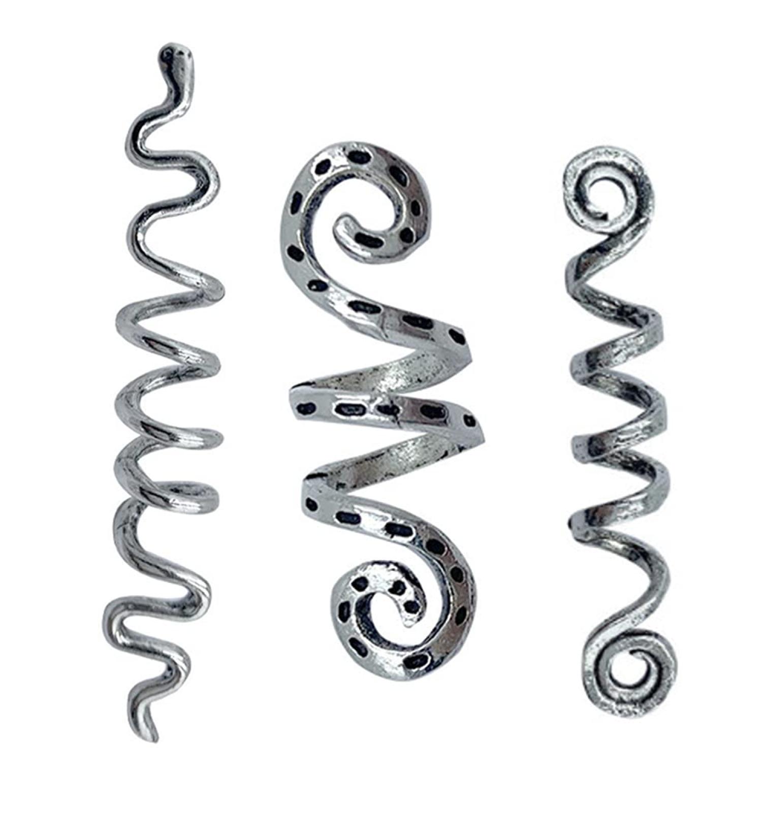 6-Piece Hair Accessories Set: Hair Coils for Dreadlocks & Braids Serpentine Metal Clips & Silver Lichen Hair Accessories - Shop Internationally! - Buy Online on GoSupps.com
