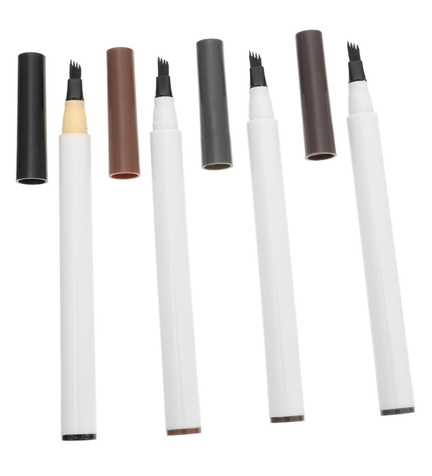 WOONEKY 4pcs Four Forked Eyebrow Pencil Brow Pencil and Brush Microblading Eyebrow Pen Make up Kit Abs - Buy Online on GoSupps.com