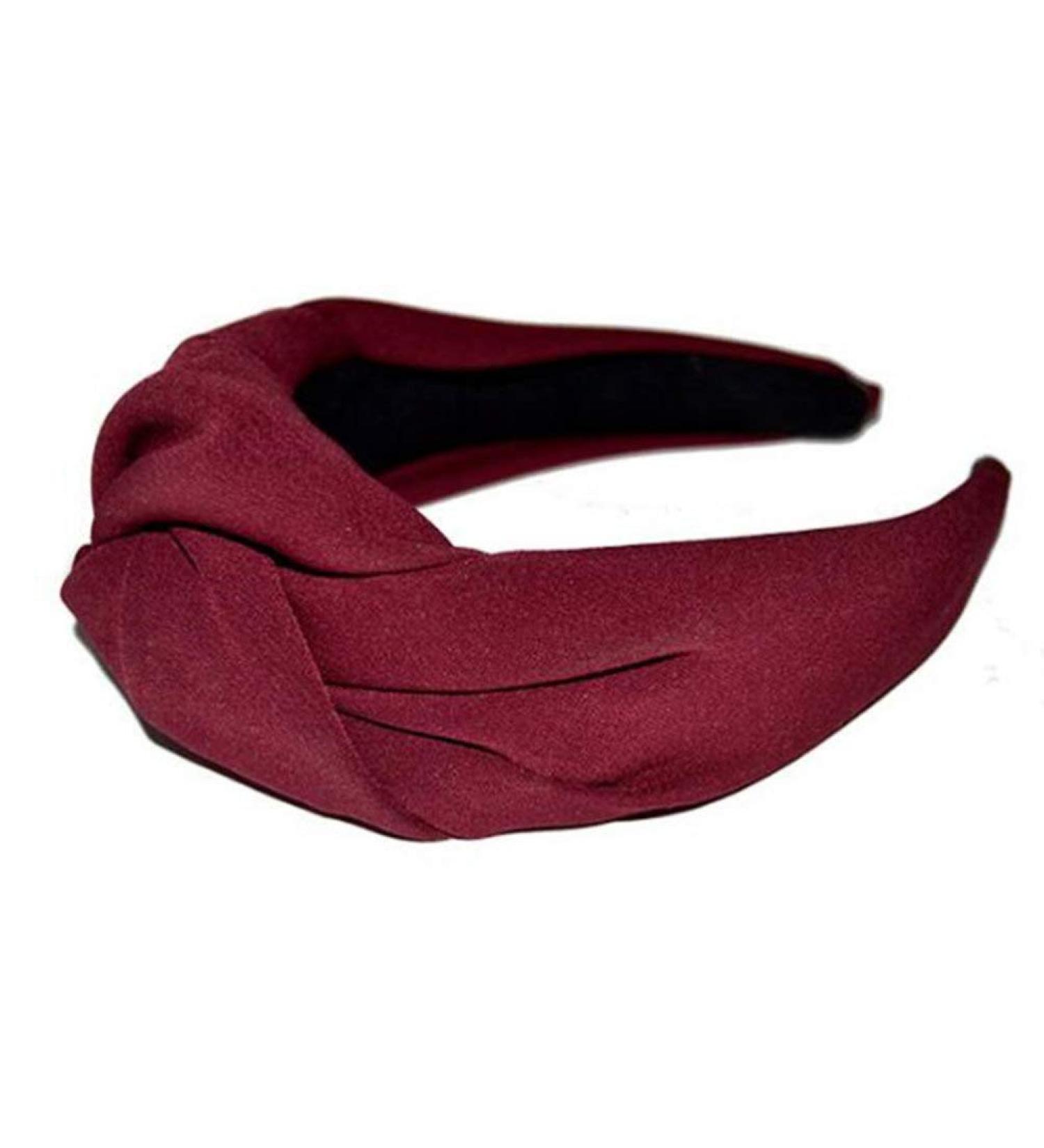 Minkissy Wide Knotted Headband Twist Turban Hairband Solid Cross Turban Hairhoop for Yoga Sport or Daily Wear (Claret) - Buy Online on GoSupps.com