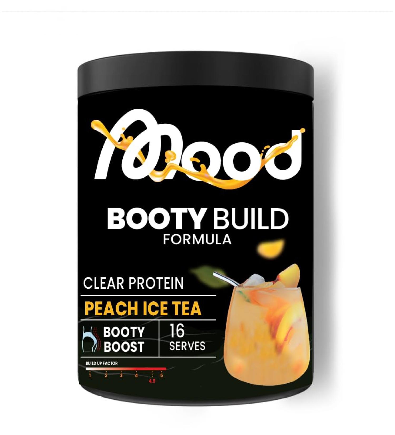 Booty Protein Build Formula - Sugar-Free Pre Workout Booster - Clear Protein 400g - PO Muscle Structure - Made in Germany - Peach Ice Tea Flavor - Buy Online on GoSupps.com