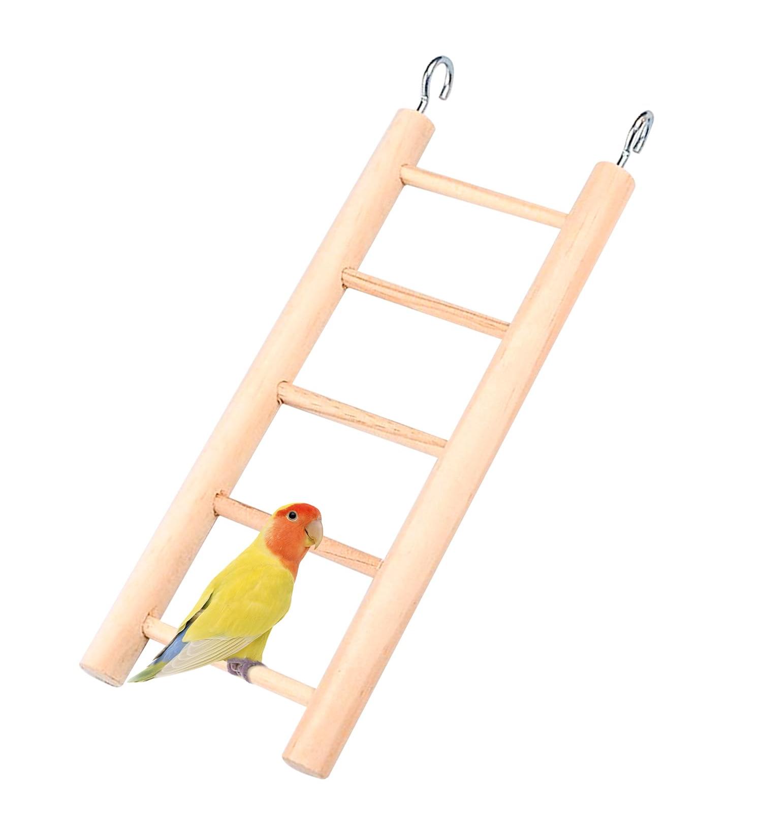 MEISH Wooden Ladder for Parrots with Five Rugs Wooden Ladder Cage Hanging Bird Climbing Toys Parrot Step Ladders for Bird parrot hamster - Buy Online on GoSupps.com