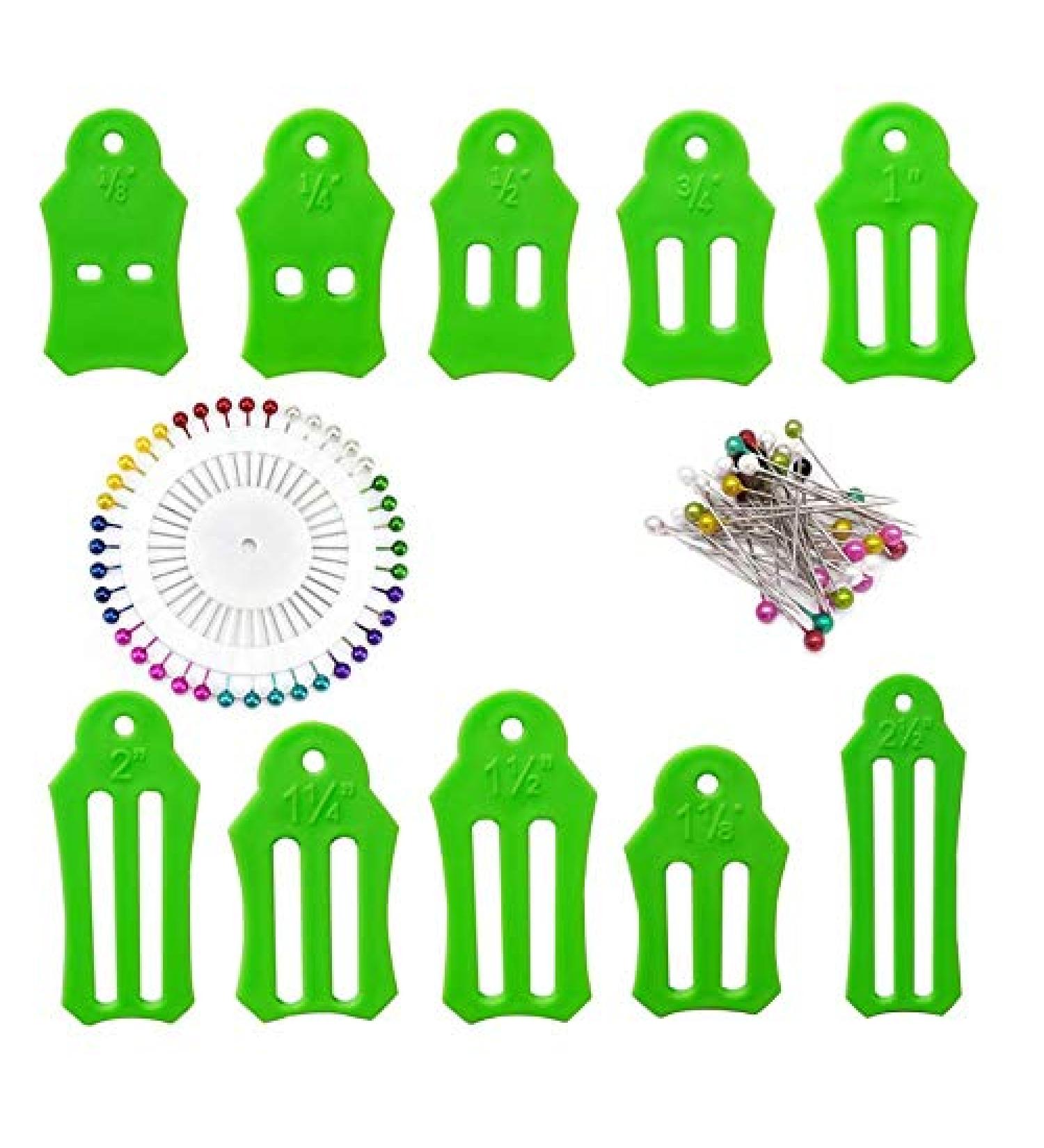 HONEYSEW 10pcs Fabric Bias Binding Sasher Tool Set with 40 Quilting Pins - Multi-Sized Foldable Strips, Green - Buy Online on GoSupps.com