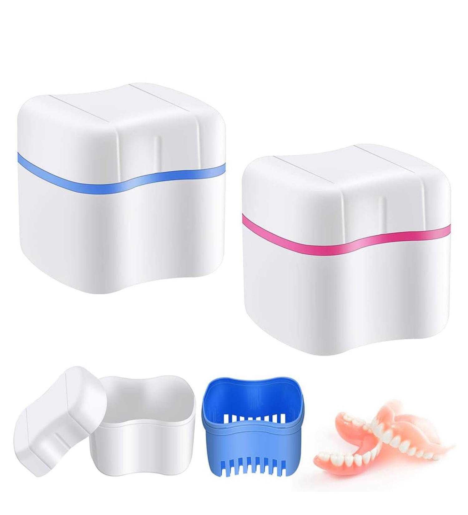 Katmerio Dentures Case 2PC Leak-Proof Containers for False Teeth | Portable Hygienic Storage Solution - Buy Online on GoSupps.com