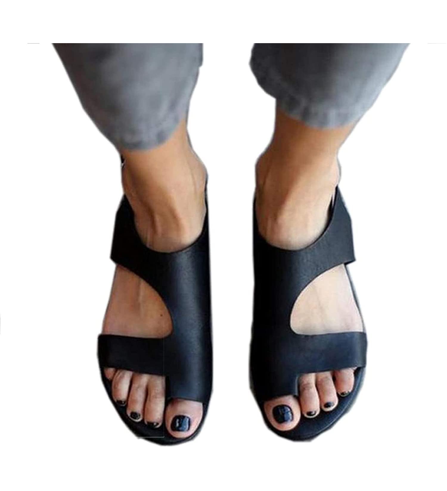 Fohapfam Women Big Toe Correction Sandal with Arch Support, Orthopedic Bunion Corrector & Toe Straighten Shoes - Black 6.5 - Buy Online on GoSupps.com